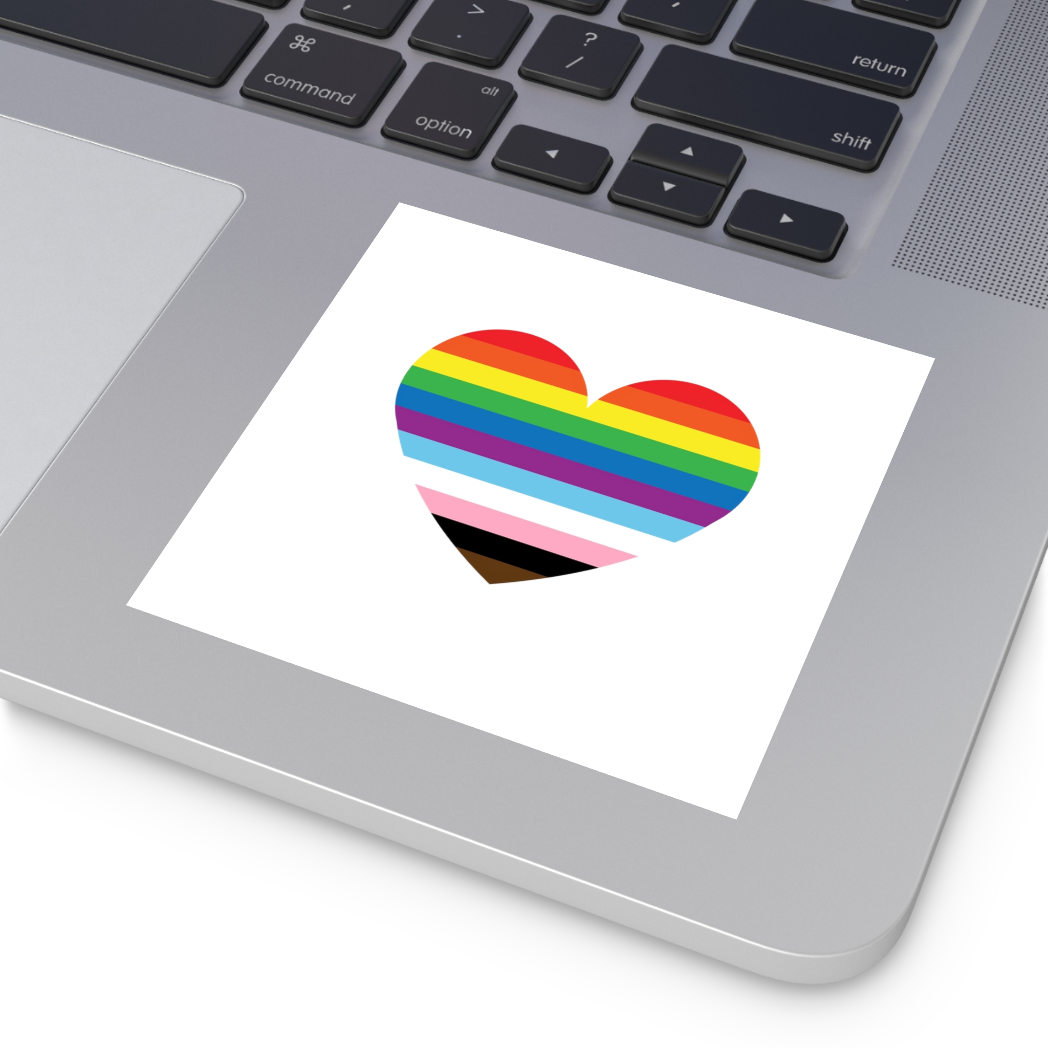 Progress Pride Flag Heart Symbol Love Inclusion Laminate Stickers Square - Image 23