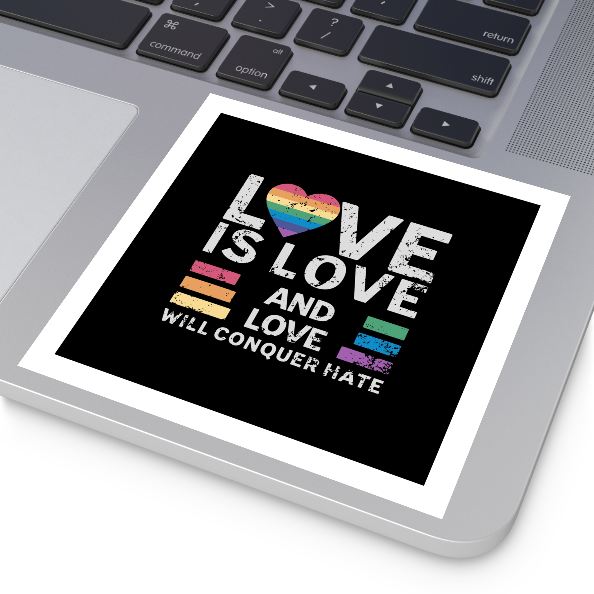 Love Is Love and Love Will Conquer Hate Laminate Stickers Square - Image 47