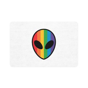 Rainbow Alien Head Lgbt Pride Illustration Pet Food Mat 12x18