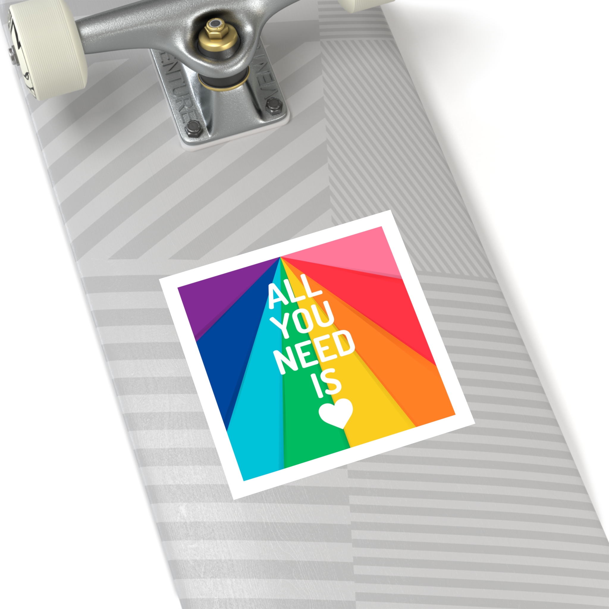 Rainbow Colored Background With All You Need Is Love Concept Pride Month Laminate Stickers Square - Image 40