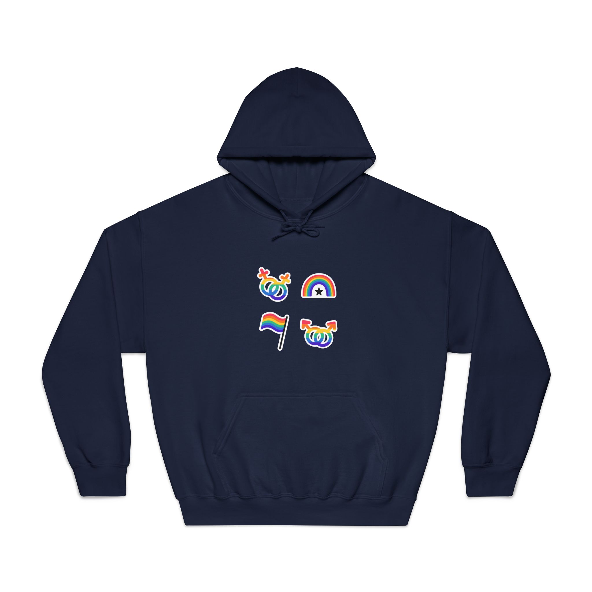 Lgbt Stickers Doodle Style Lgbtq Set Lgbt Pride Community Symbols Rainbow Colored Elements Flag Heart Rainbow Unisex Dryblend Hooded Sweatshirt - Image 29