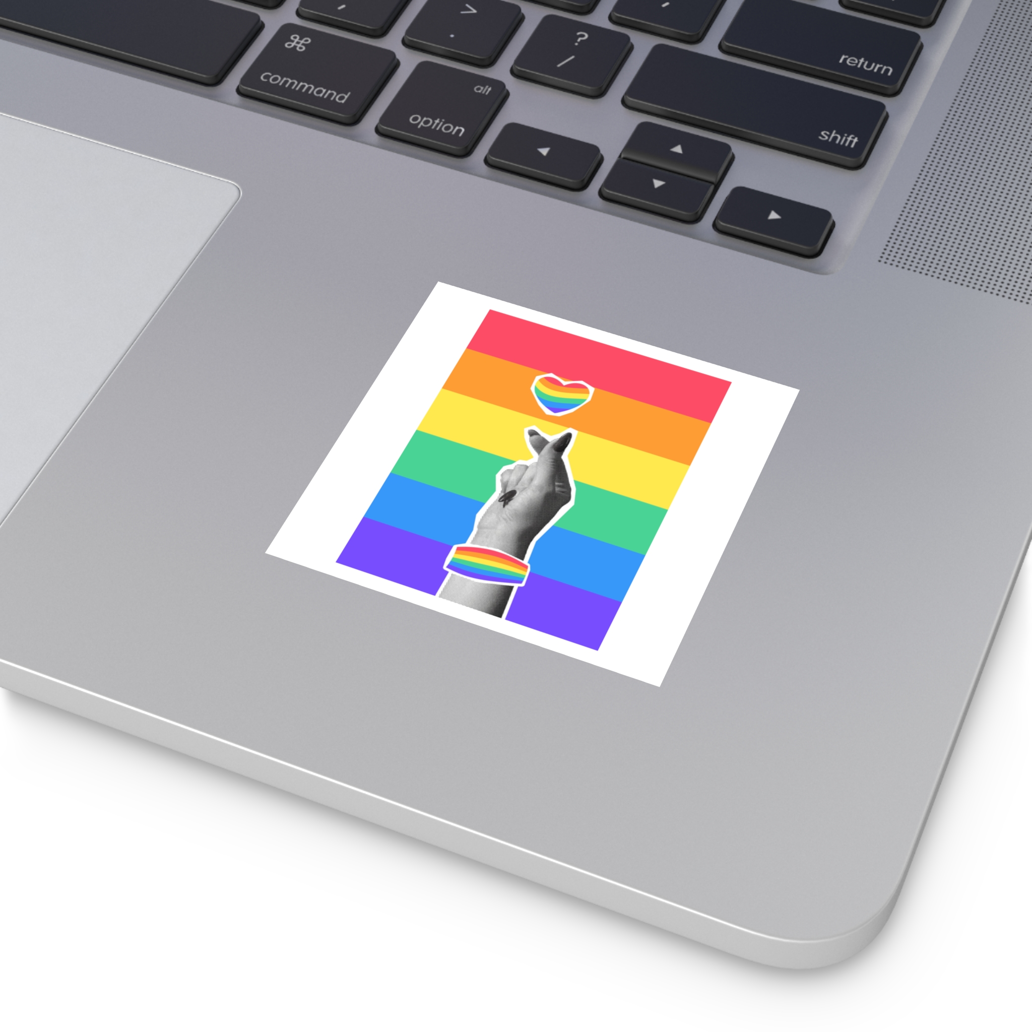 Lgbtq Trendy Retro Collage Halftone Hands Laminate Stickers Square - Image 67
