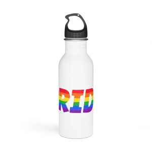 Word Pride Rainbow Lgbtq Gay Flag Colors Lettering Lgbt Month Pencil Crayon Textured Isolated Stainless Steel Water Bottle
