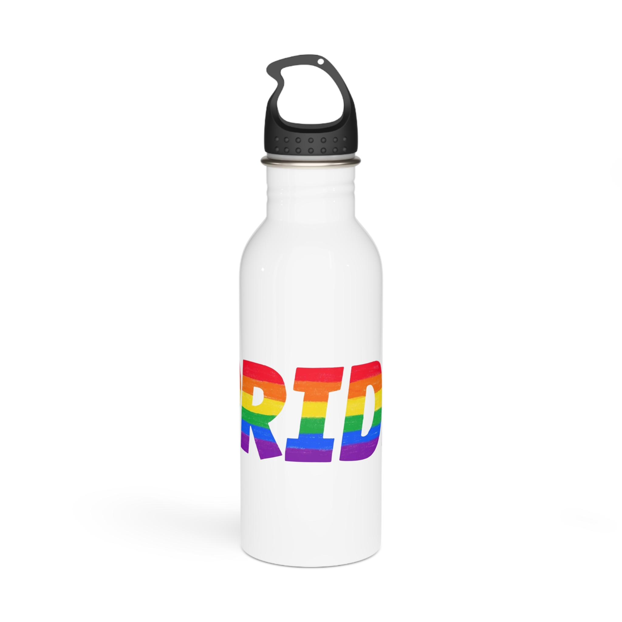 Word Pride Rainbow Lgbtq Gay Flag Colors Lettering Lgbt Month Pencil Crayon Textured Isolated Stainless Steel Water Bottle