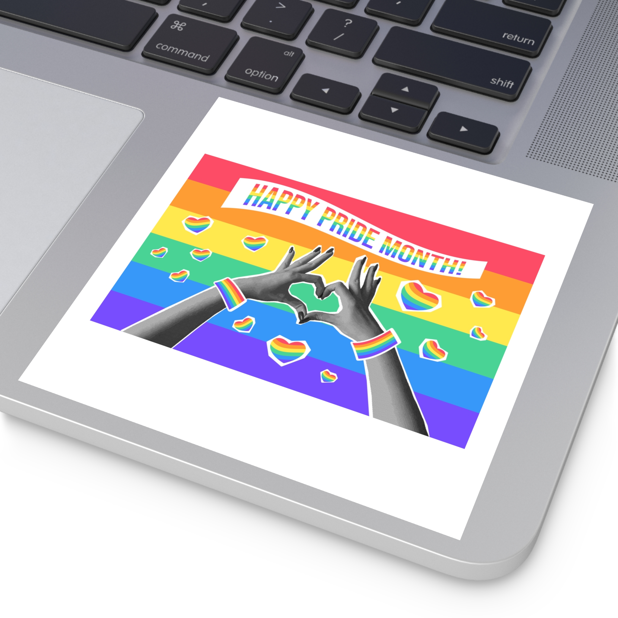 Lgbtq Pride Month Card Y2k Style Trendy Retro Collage Halftone Hands Laminate Stickers Square - Image 35