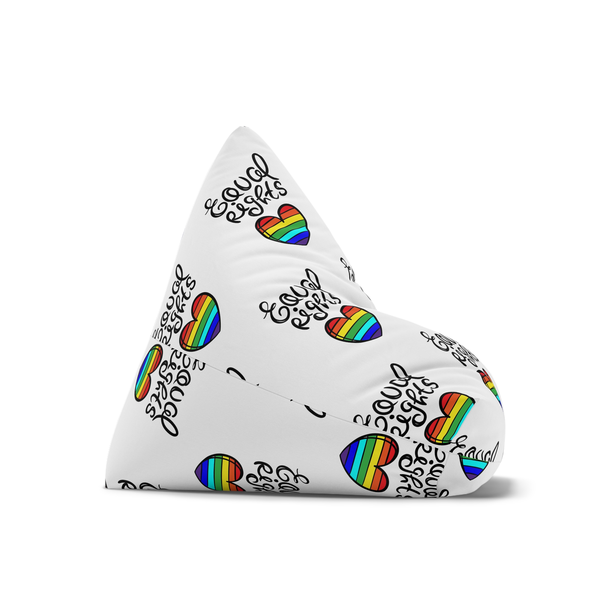Equal Right Handwritten Text Heart Rainbow Motto Vector Print Bean Bag Chair Cover - Image 7
