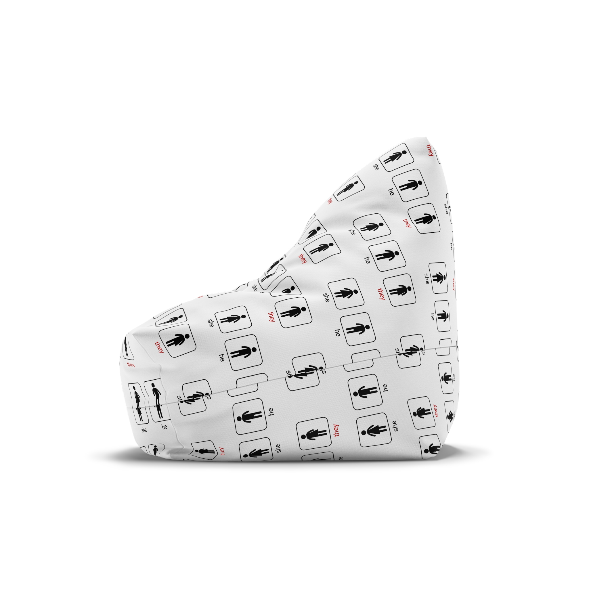 Gender Neutral Toilet Sign Concept Set Word They Written With Red Marker Male Female Unisex Bean Bag Chair Cover - Image 4