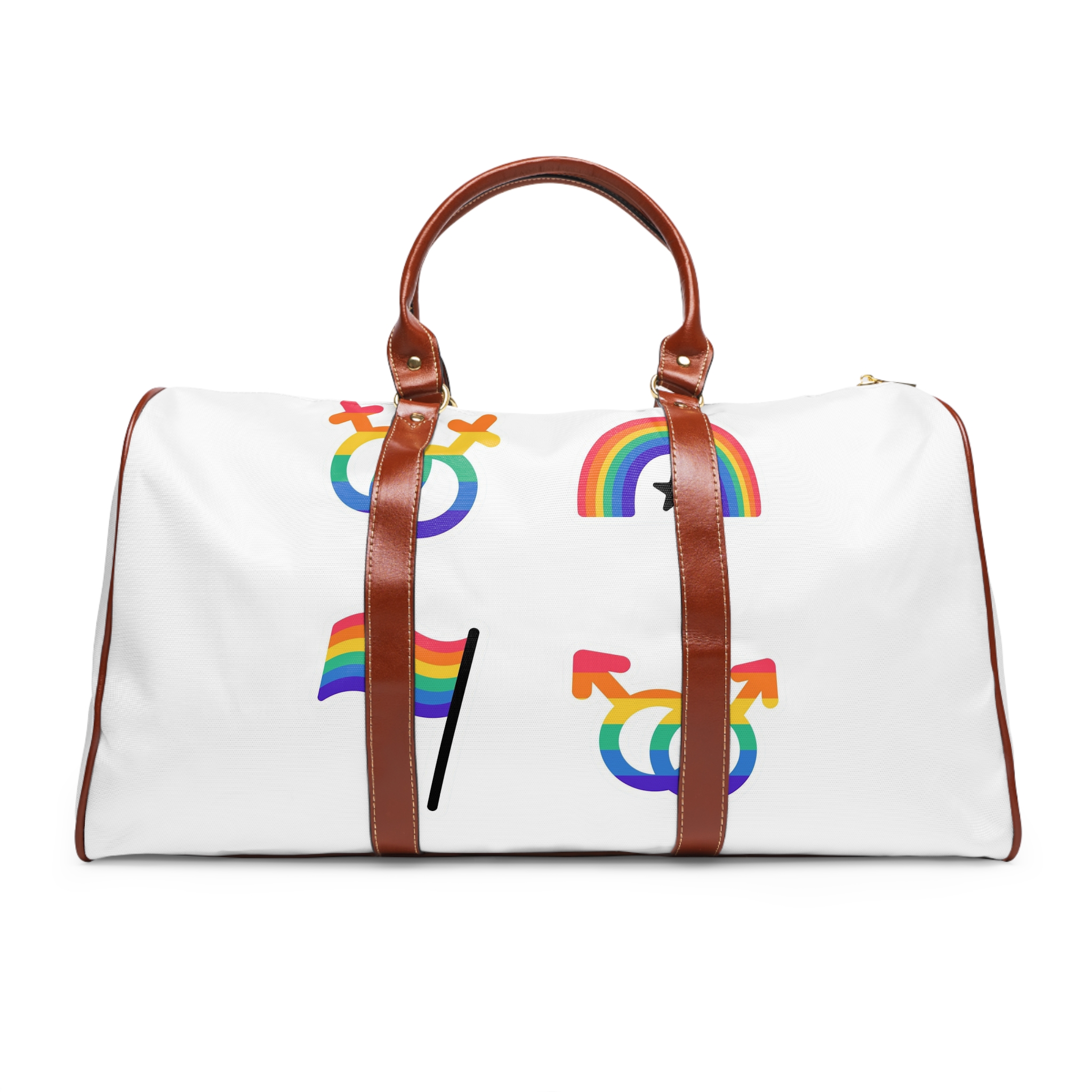 Lgbt Stickers Doodle Style Lgbtq Set Lgbt Pride Community Symbols Rainbow Colored Elements Flag Heart Rainbow Waterproof Travel Bag