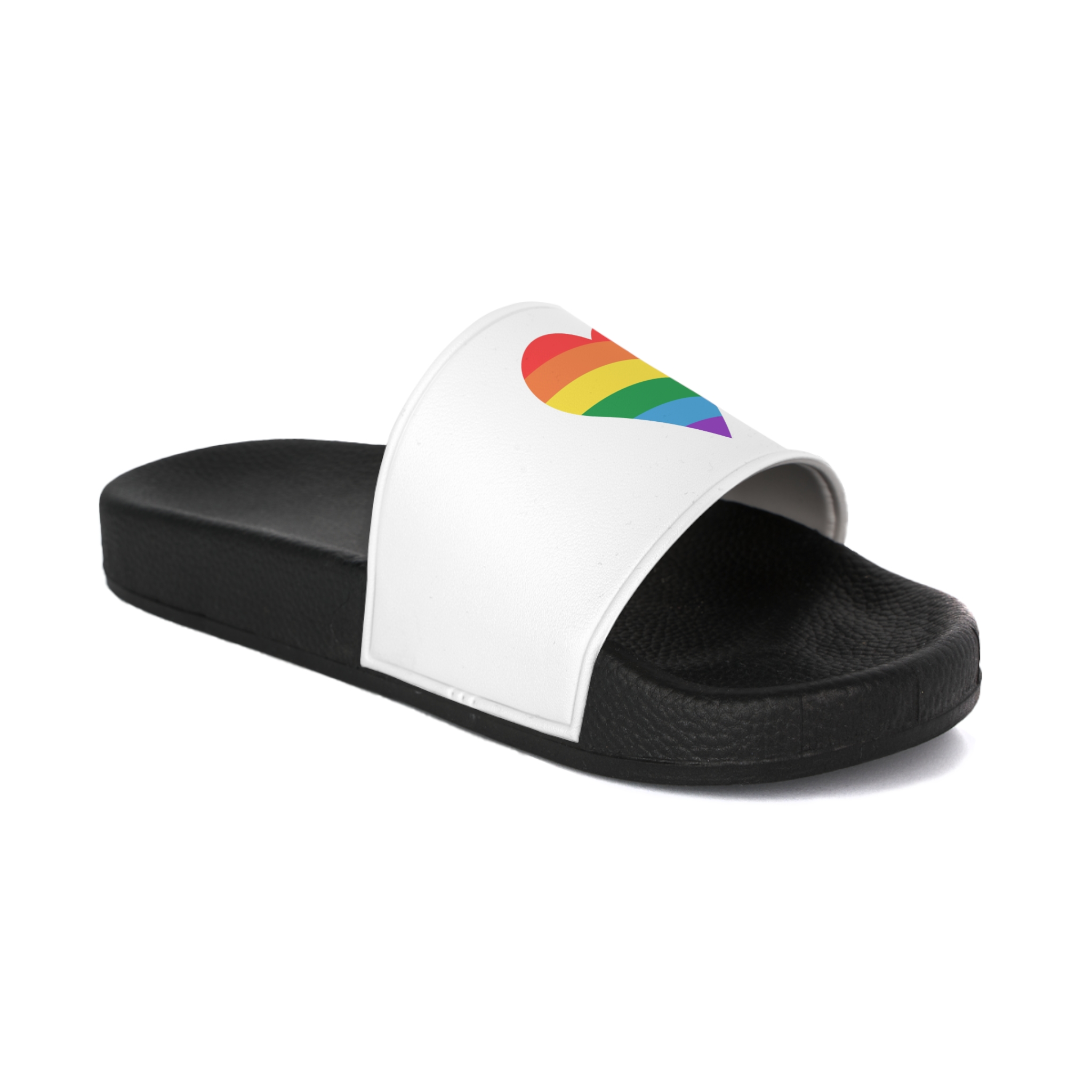 Vector Illustration Heart Colors Lgbt Flag Heart Pride Month Mens Slide Sandals - Image 2