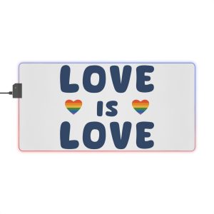 Vector Illustration With Text Love Is Love With Rainbow Heart Symbols Representing Lgbtq Gay Pride - Led Gaming Mouse Pad