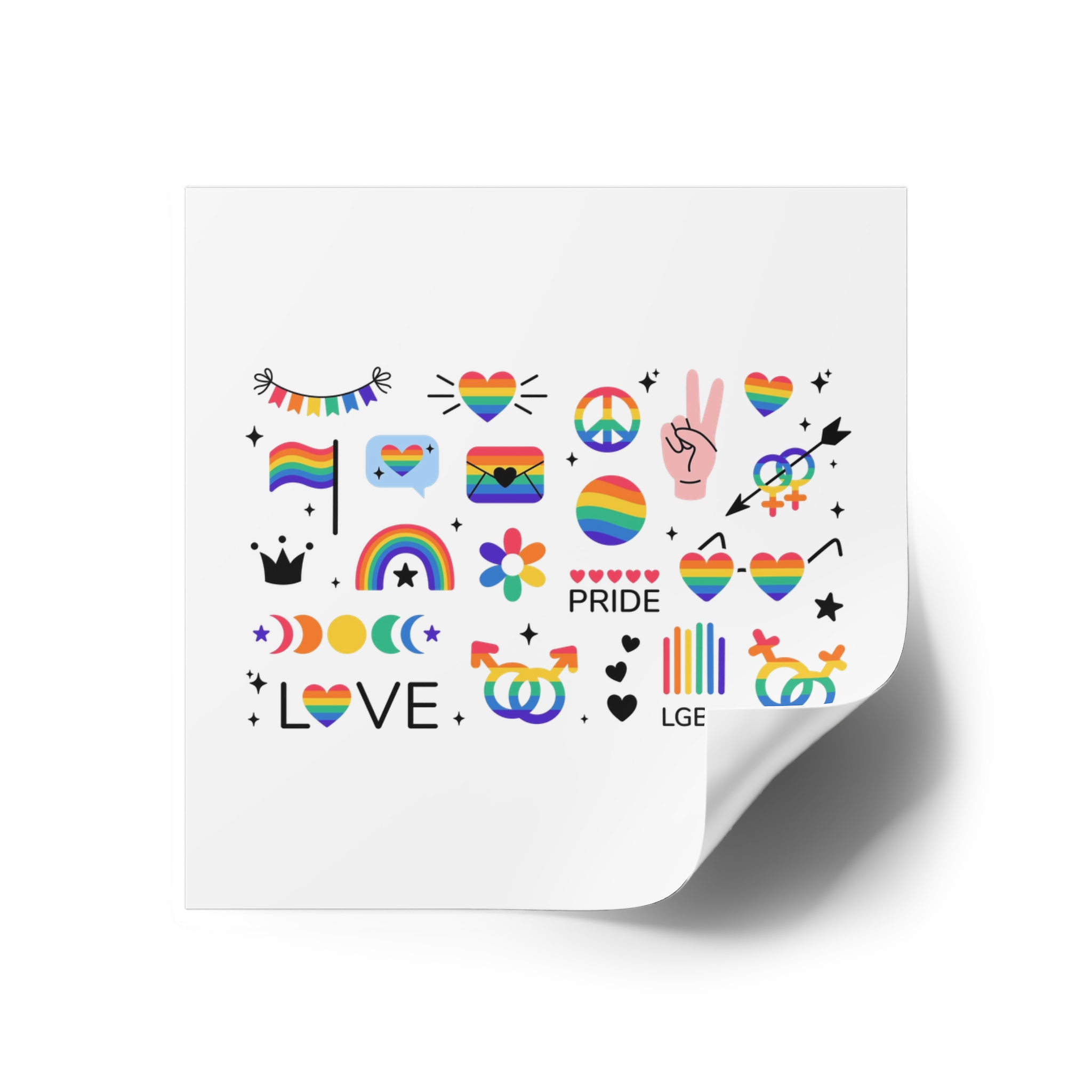 Lgbt Stickers Pack Doodle Style Lgbtq Set Lgbt Pride Community Symbols Rainbow Colored Element Laminate Stickers Square - Image 30