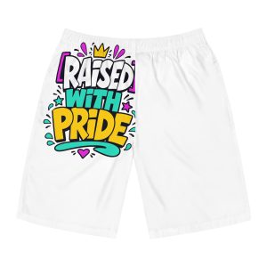 Raised With Pride Text Effect Mens Board Shorts Aop