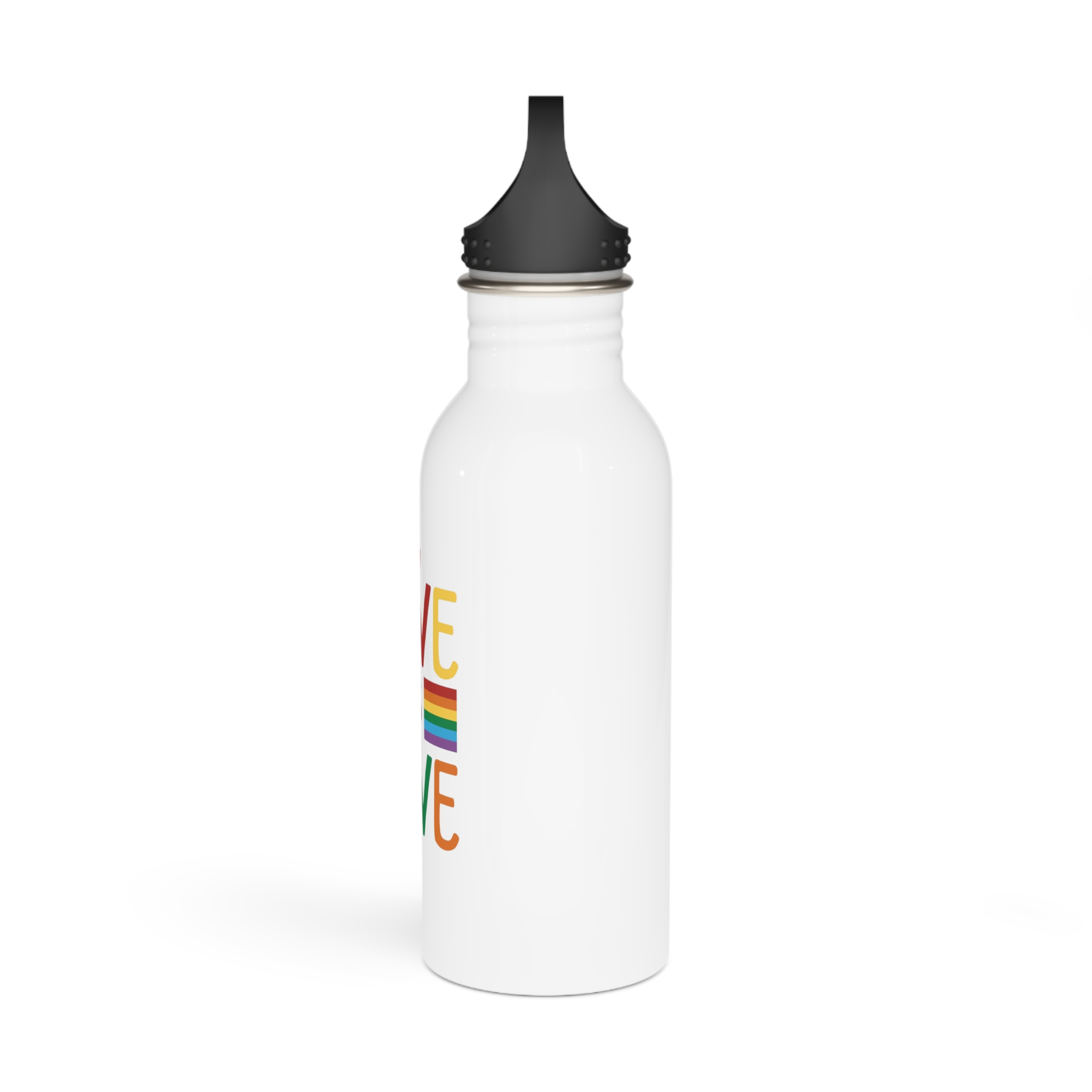 Love Is Love Colorful Typography With Rainbow Stripes Lgbt Pride Message Vector Stainless Steel Water Bottle - Image 4
