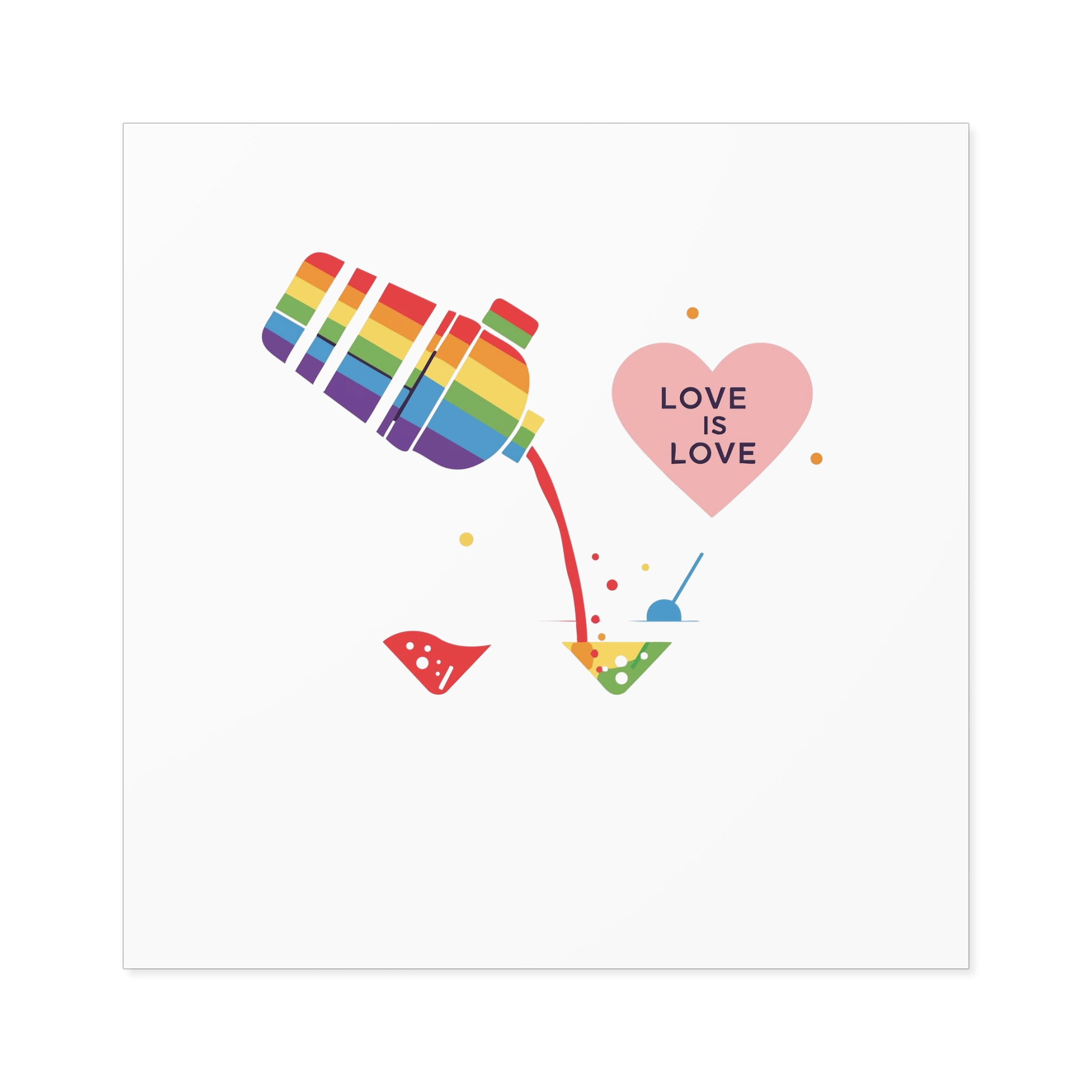 Rainbow Cocktail Shaker Pouring Drink With Heart Love Is Love Illustration Vector Laminate Stickers Square - Image 49