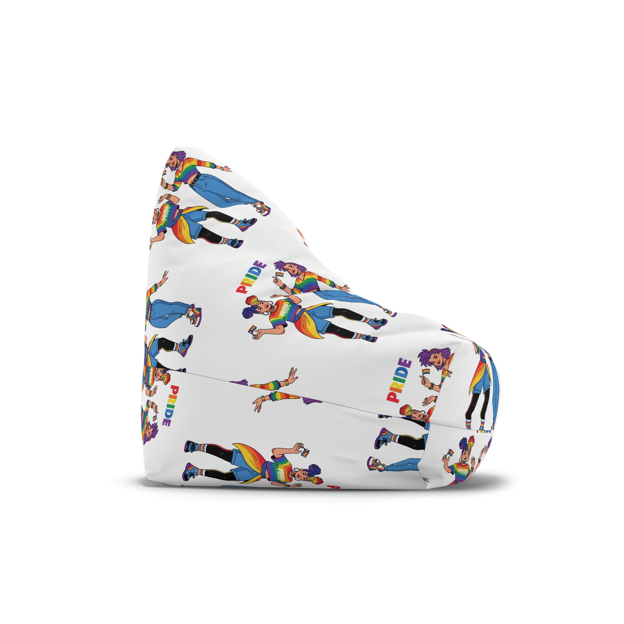 Two Diverse Young Women Celebrate Pride Month With Rainbow Flags Colorful Attire Bean Bag Chair Cover - Image 3