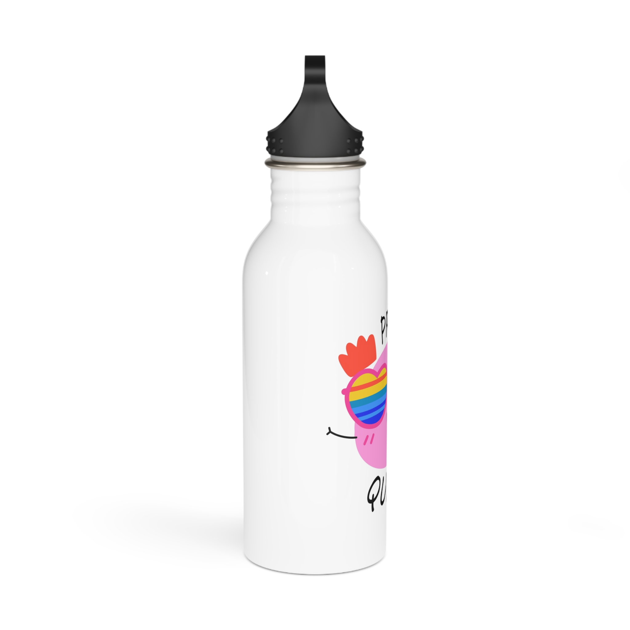 Pink Blob With Rainbow Heart Sunglasses Saying Proud Queen Flat Sticker Stainless Steel Water Bottle - Image 2