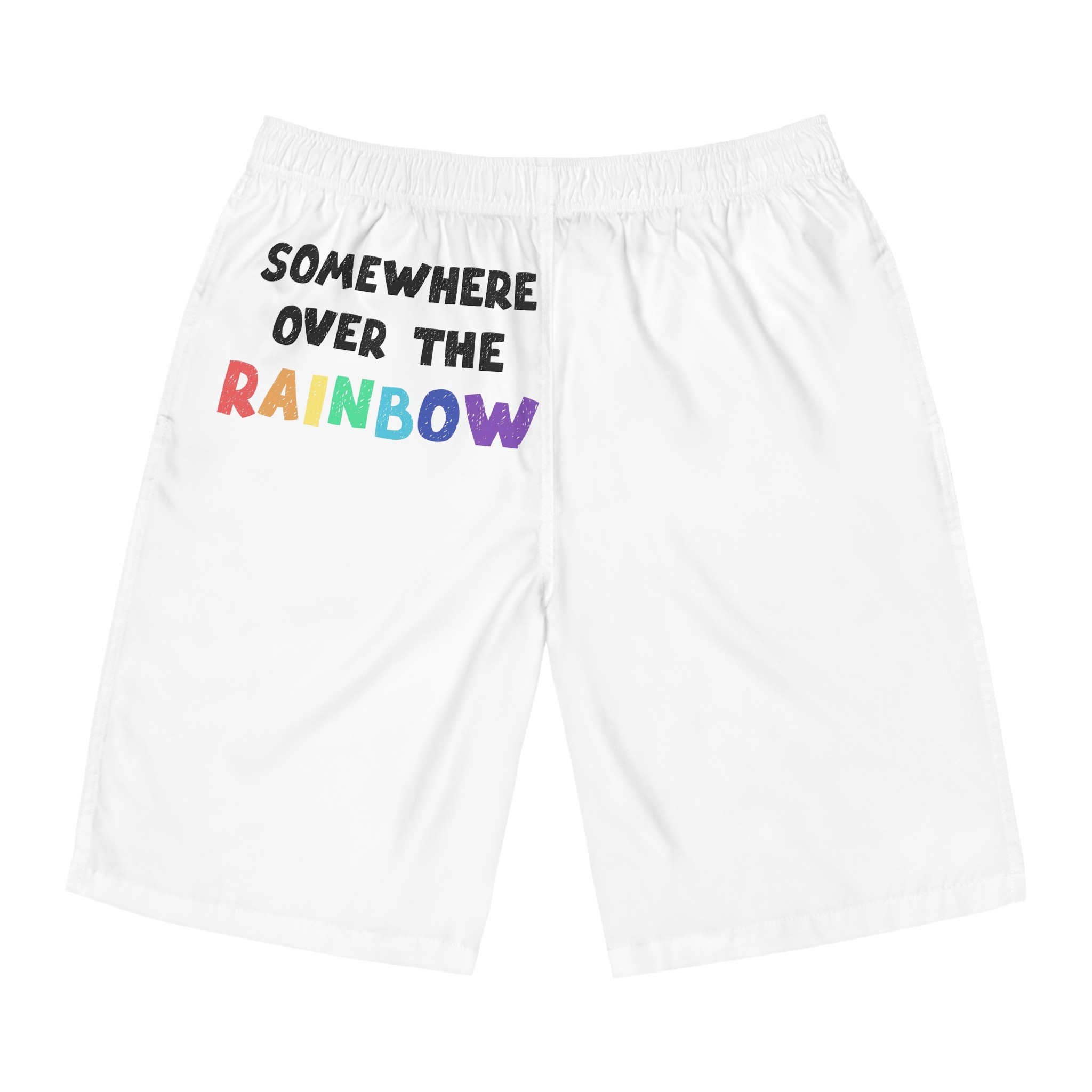 Vector Illustration With Hand Drawn Lettering Rainbow Mens Board Shorts Aop