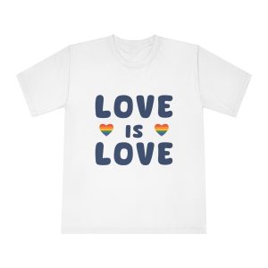 Vector Illustration With Text Love Is Love With Rainbow Heart Symbols Representing Lgbtq Gay Pride - Unisex Classic Crewneck T Shirt