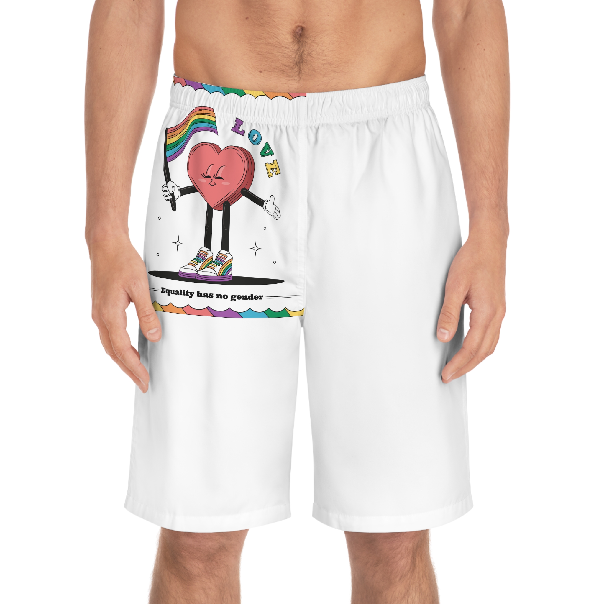 Hand Drawn Illustration Pride Month Celebration Mens Board Shorts Aop - Image 3