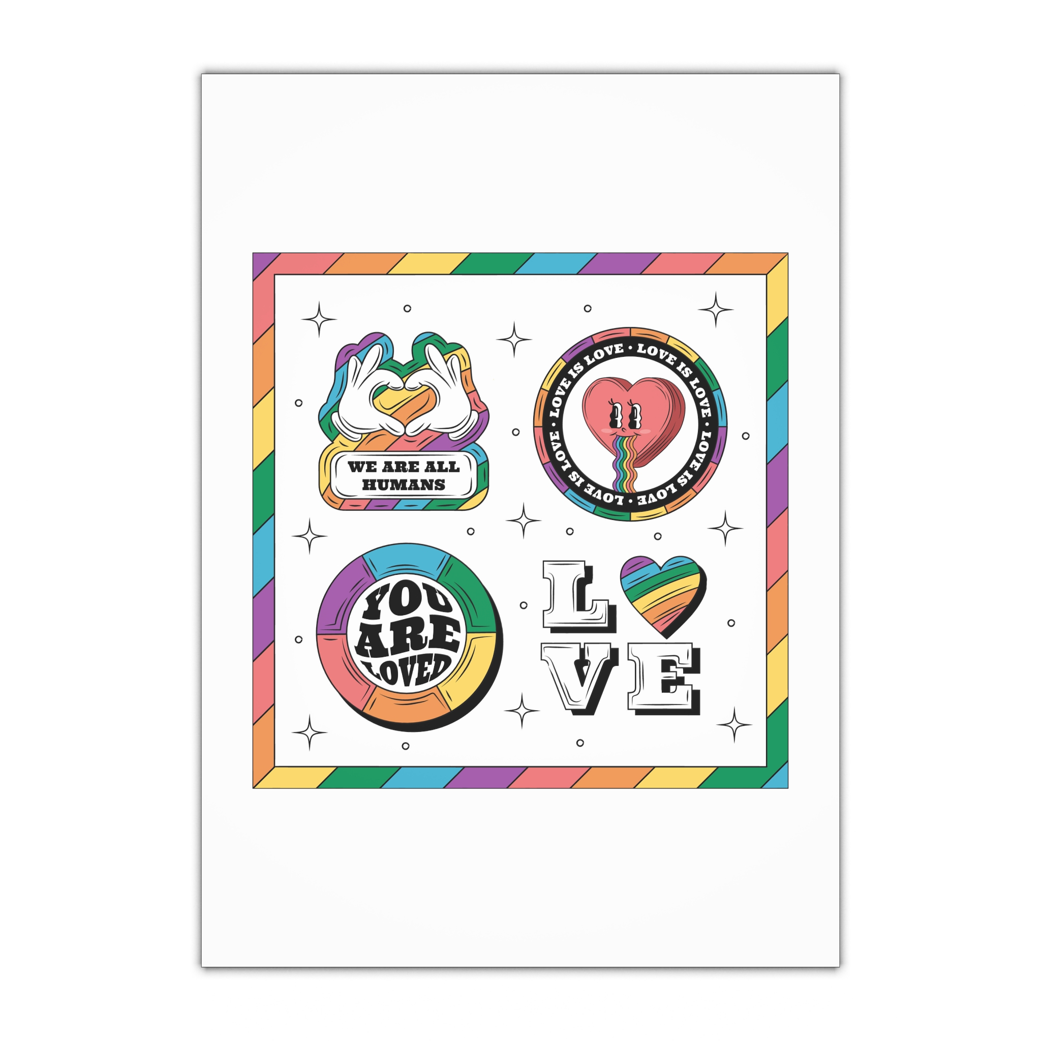 Hand Drawn Labels Collection Pride Month Celebration Gift Wrapping Paper Sheets 1pc