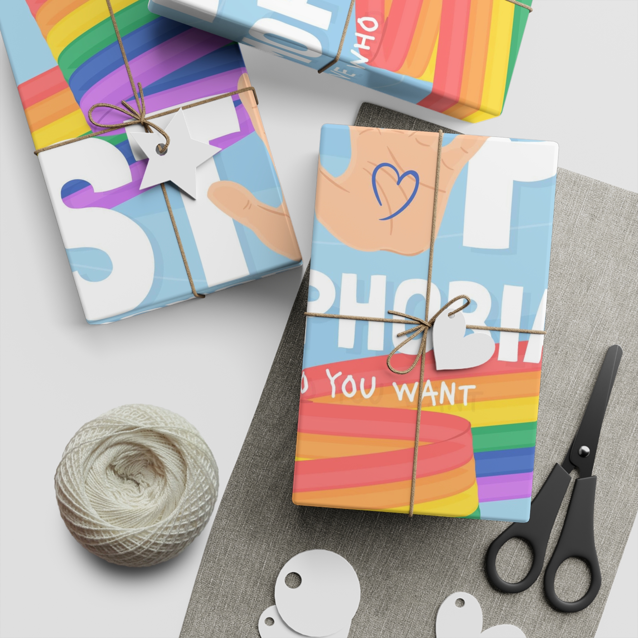 Hand Drawn Stop Homophobia Message Illustrated(1) Gift Wrapping Paper Sheets 1pc - Image 2