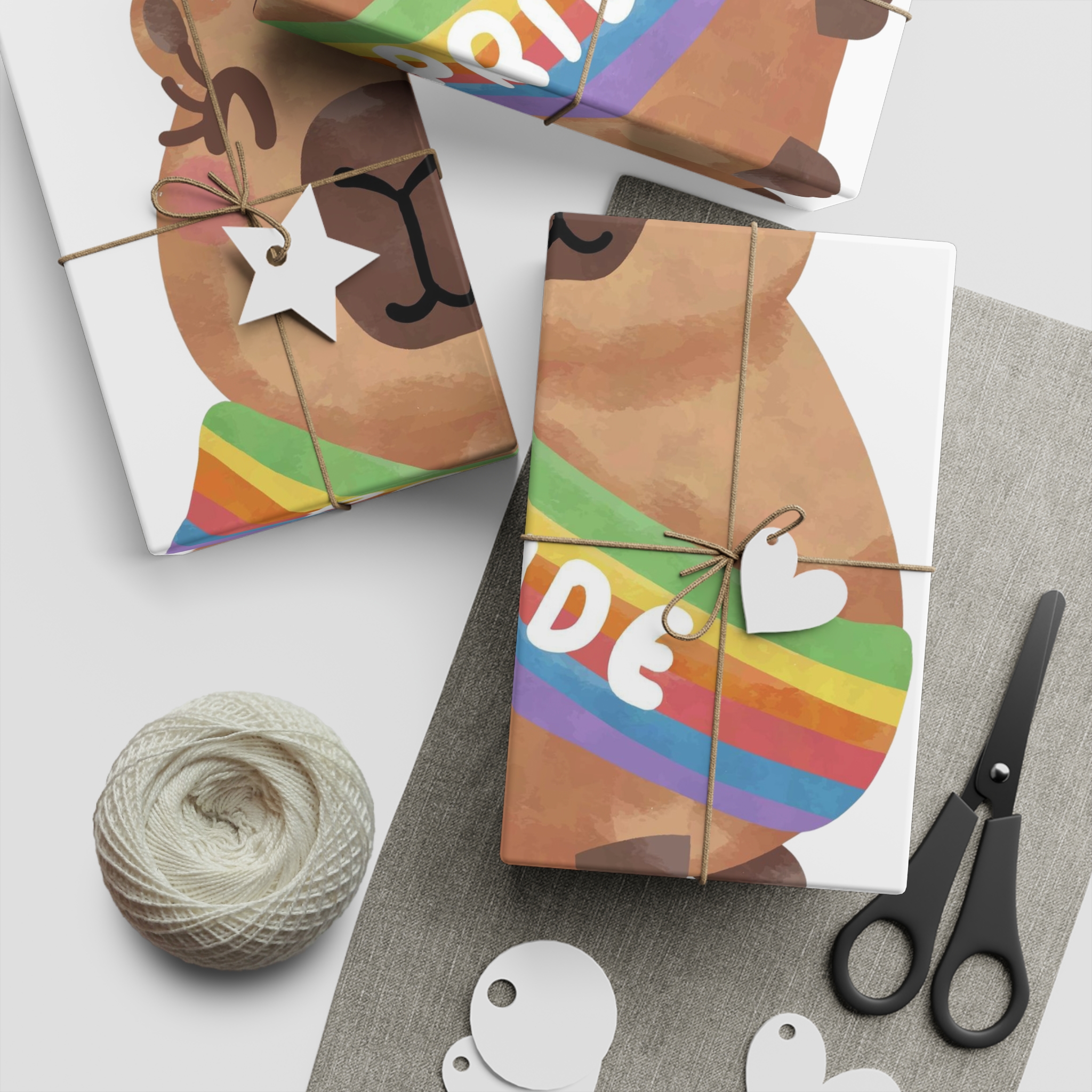 Cute Capybara With Rainbow Pride Sash Illustration Gift Wrapping Paper Sheets 1pc - Image 2