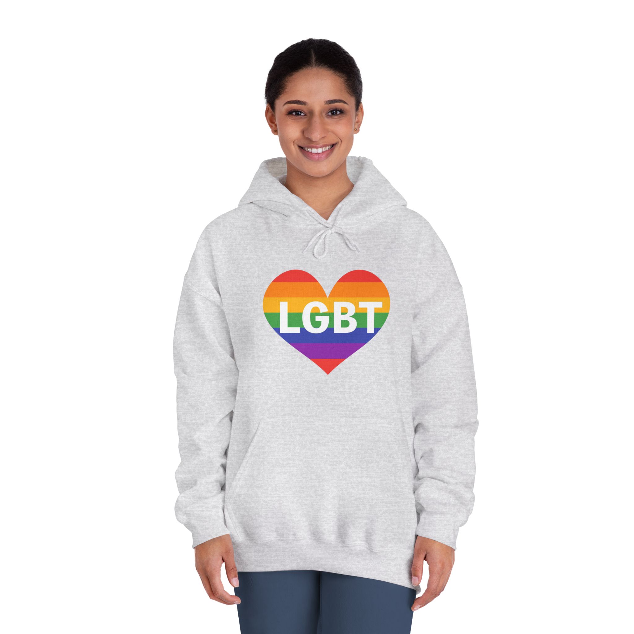 Lgbt Rainbow Colors Heart Mark Lgbt Letters Unisex Dryblend Hooded Sweatshirt - Image 8