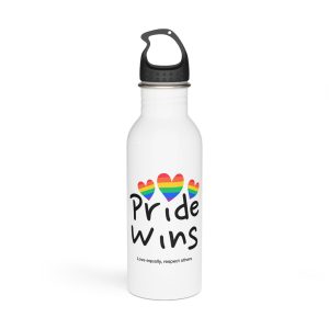 Love Letter Pride Rainbow Lettering Text Writing Pattern Freedom Love Heart Homo Colors Flag Parade (1) Stainless Steel Water Bottle