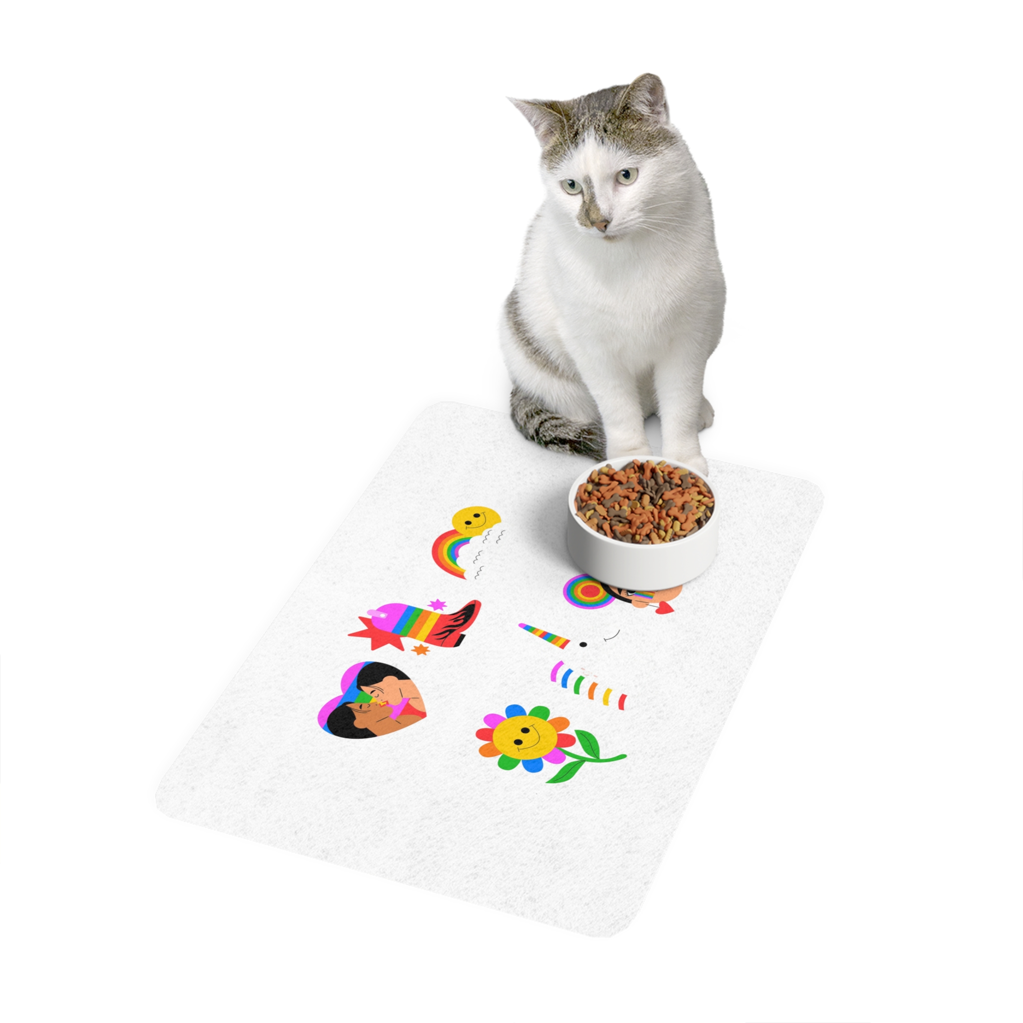 Flat Design Elements Collection Pride Month Celebration Pet Food Mat 12x18 - Image 3