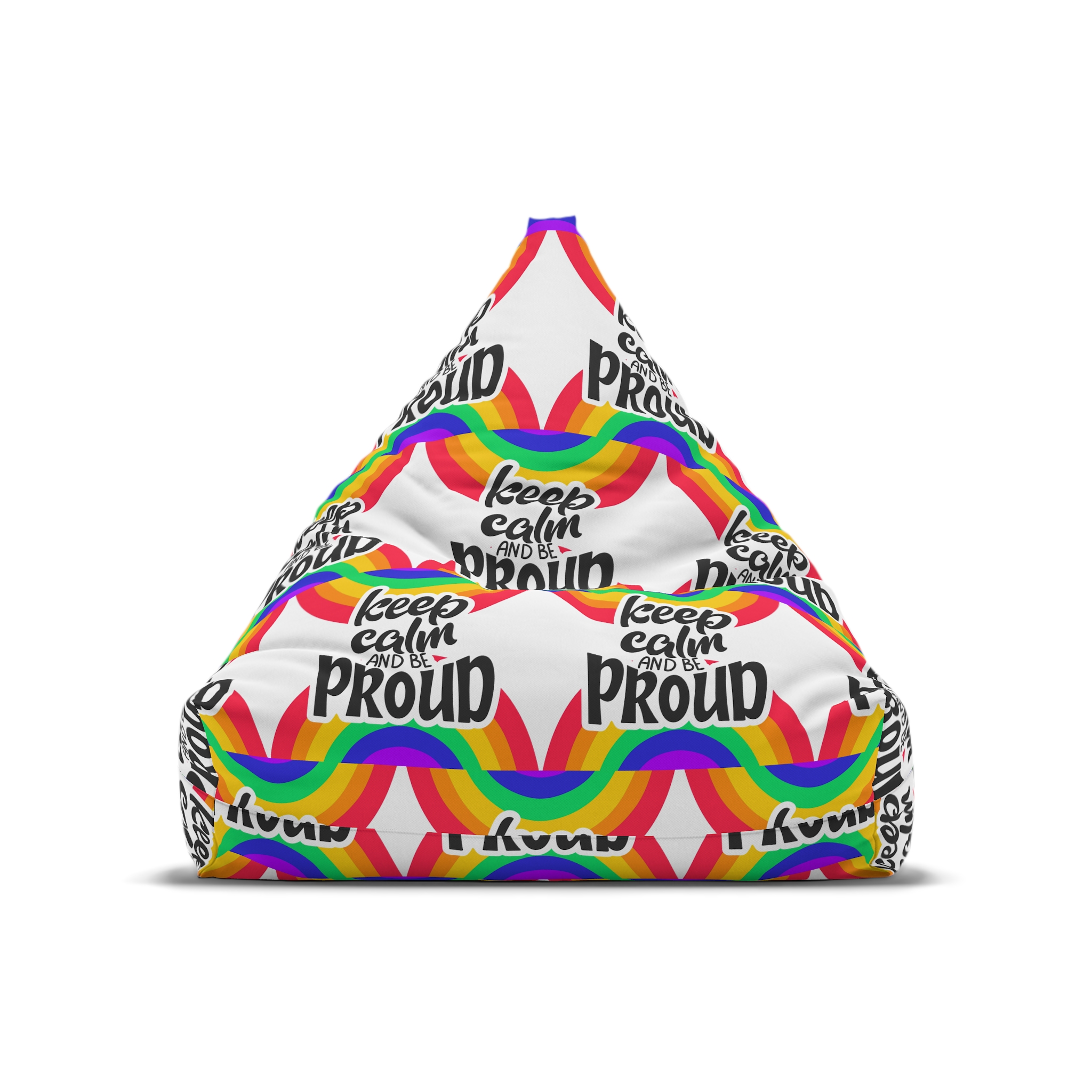 Keep Calm Be Proud Lgbt Lettering Quote Pride Poster Concept With Colorful Rainbow Vector Bean Bag Chair Cover - Image 5