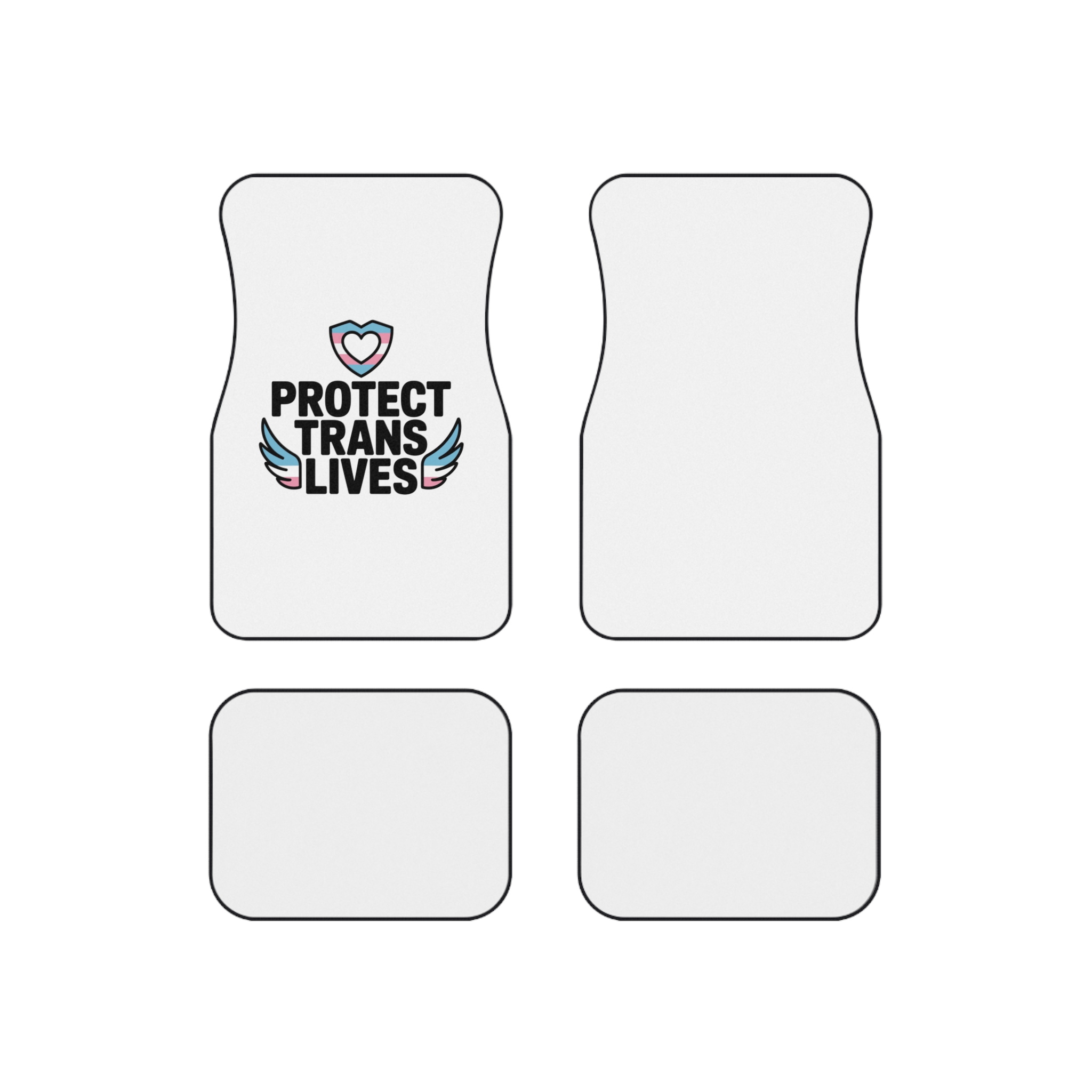 Protect Trans Lives T Shirt Design Isolated White Background Car Mats Set Of 4