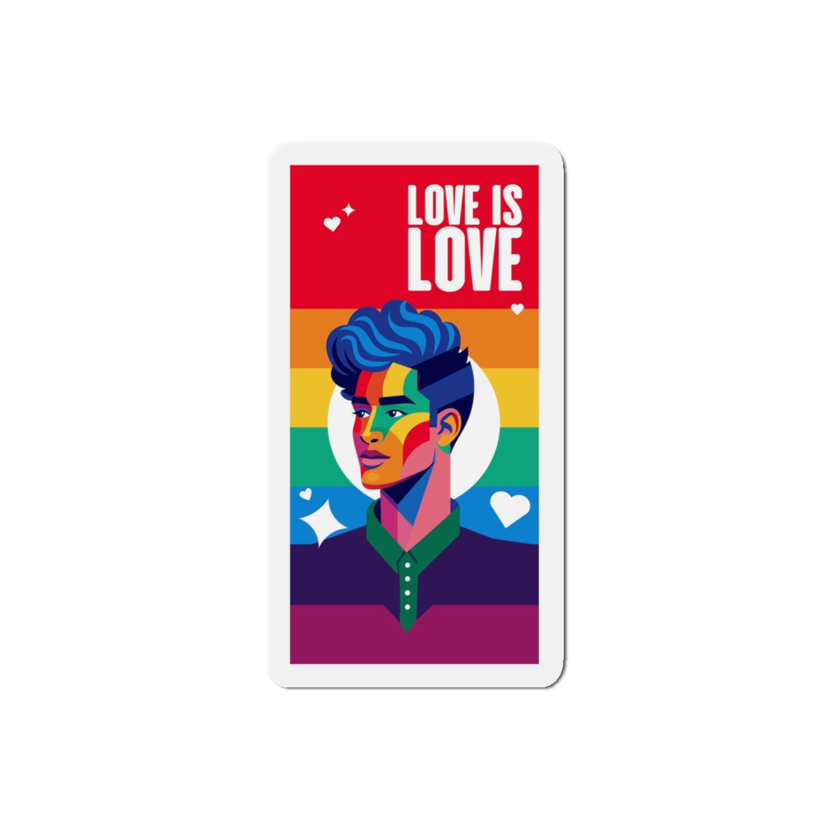 Poster Man With Rainbow Colored Face Rainbow Colored Background Die Cut Magnets - Image 10