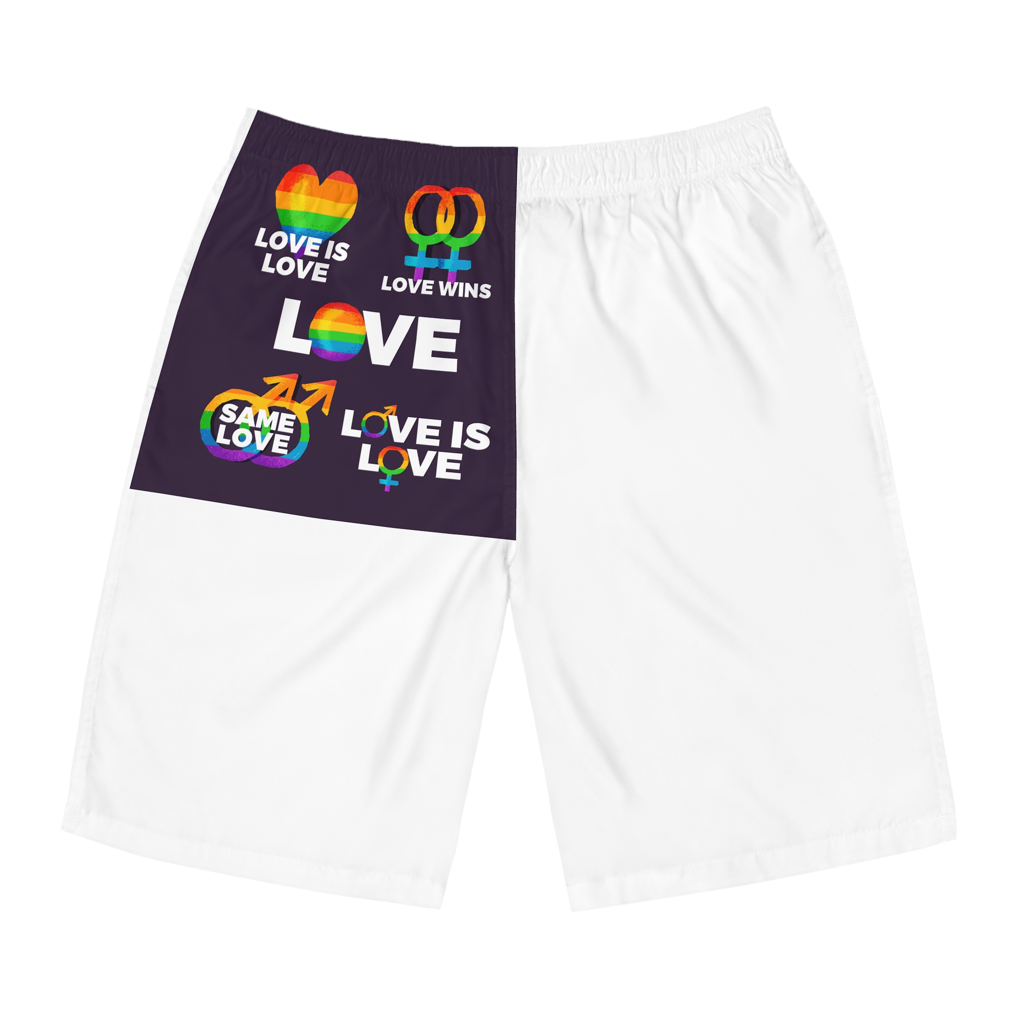Colorful Pride Day Labels Mens Board Shorts Aop