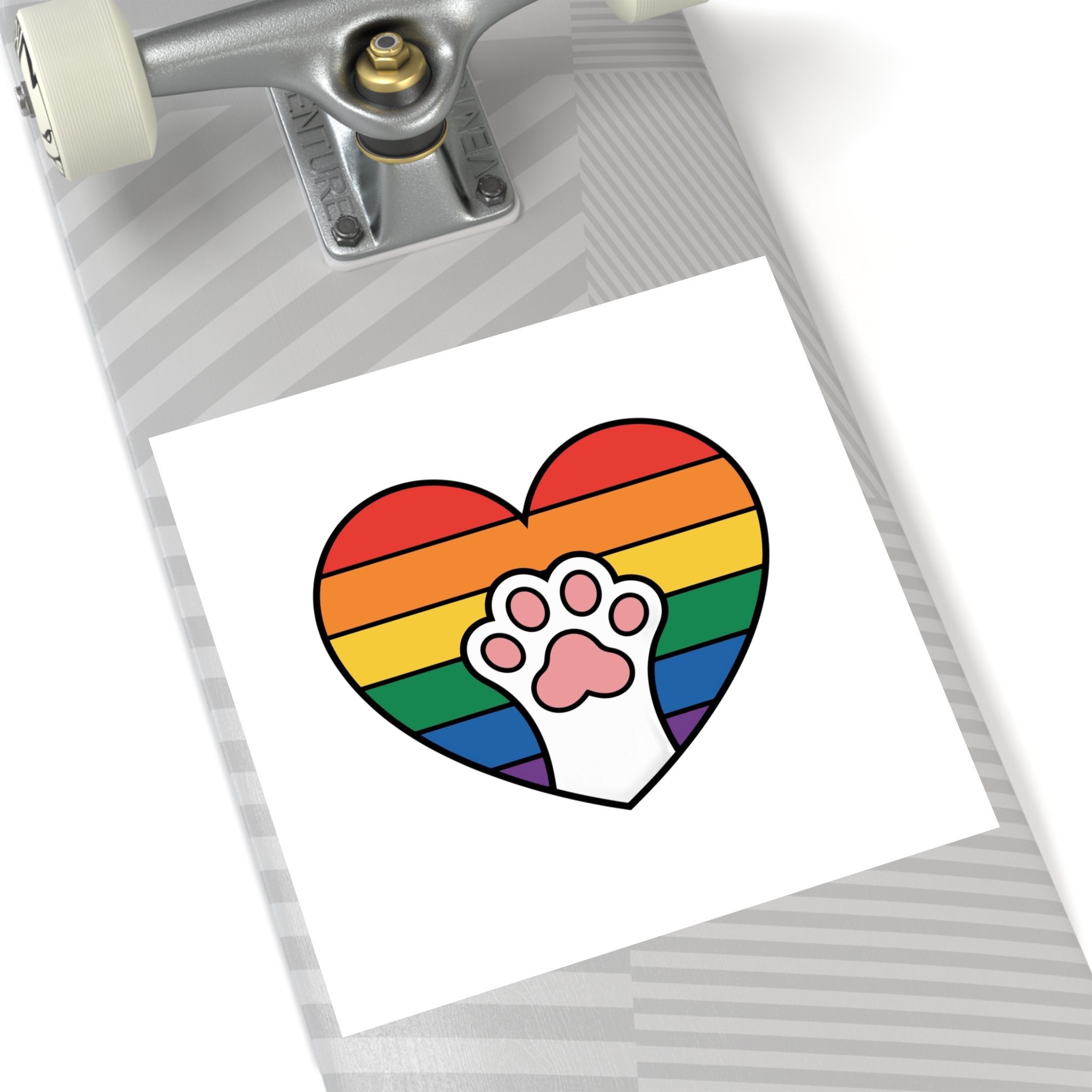 Rainbow Heart With Cute Cat Paw Pride Illustration Laminate Stickers Square - Image 80