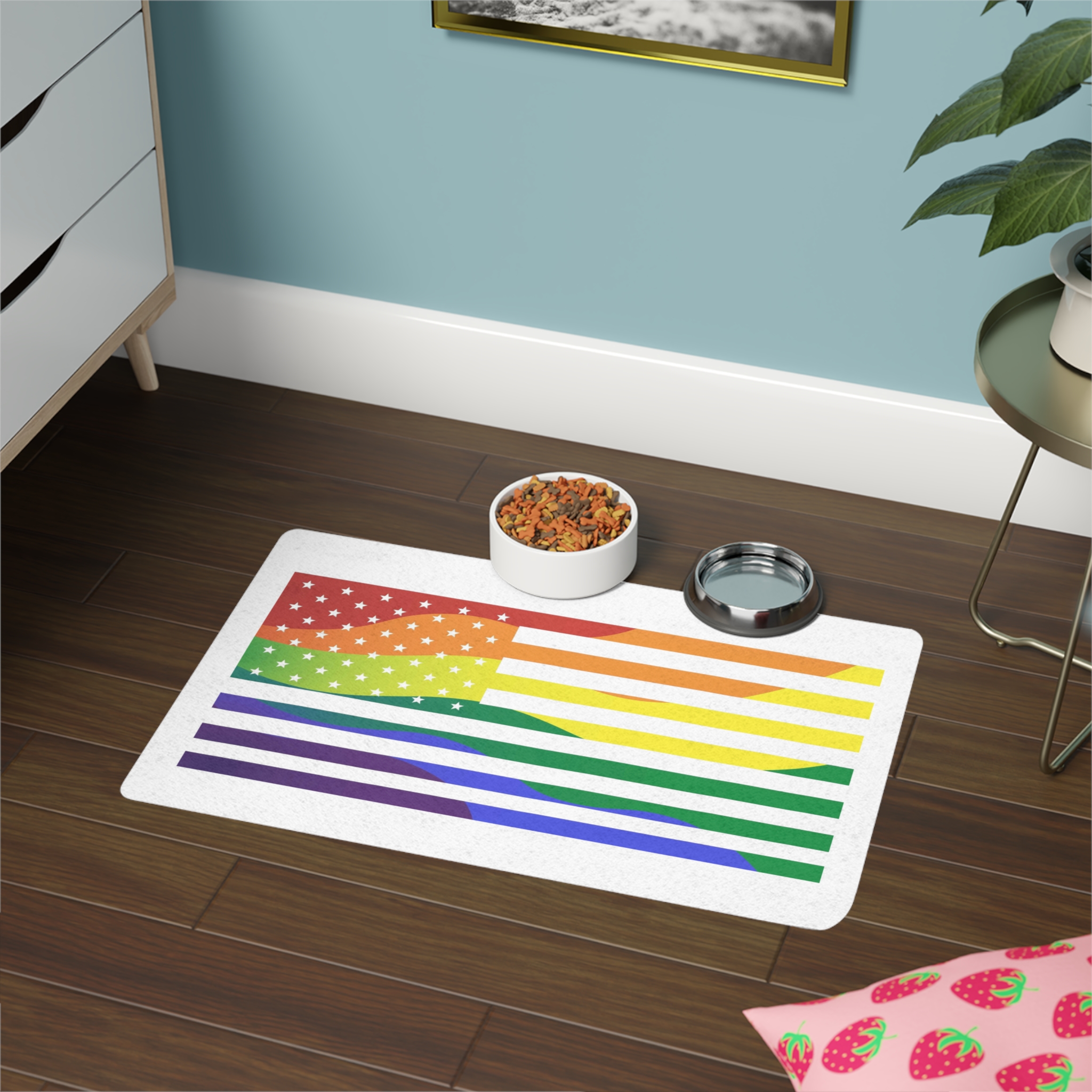 Pride Month America Concept Us Pride Month Flag Pet Food Mat 12x18 - Image 4