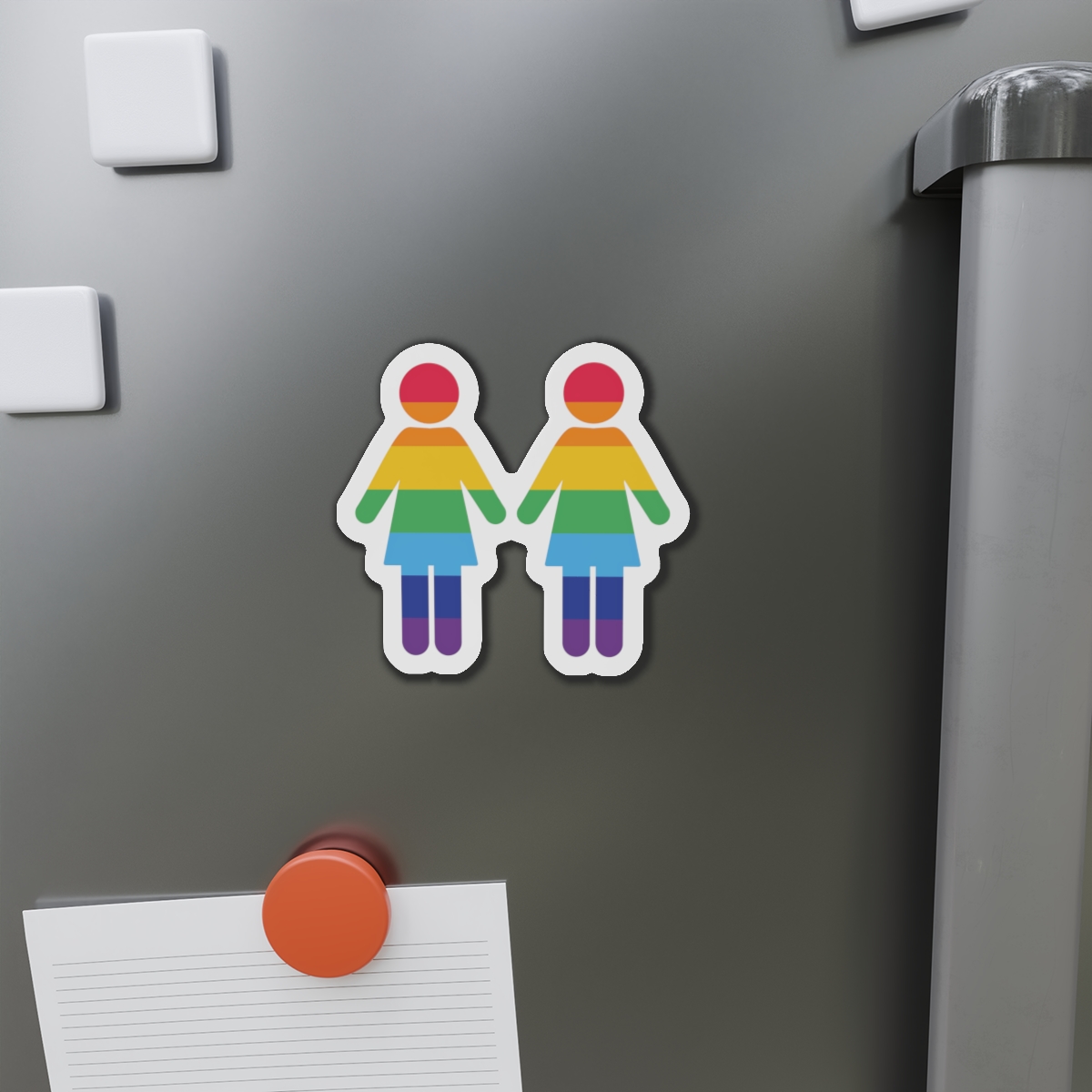 Lgbt Pride Two Lesbians Vector Icon Rainbow Colors Vector Illustration Die Cut Magnets - Image 8