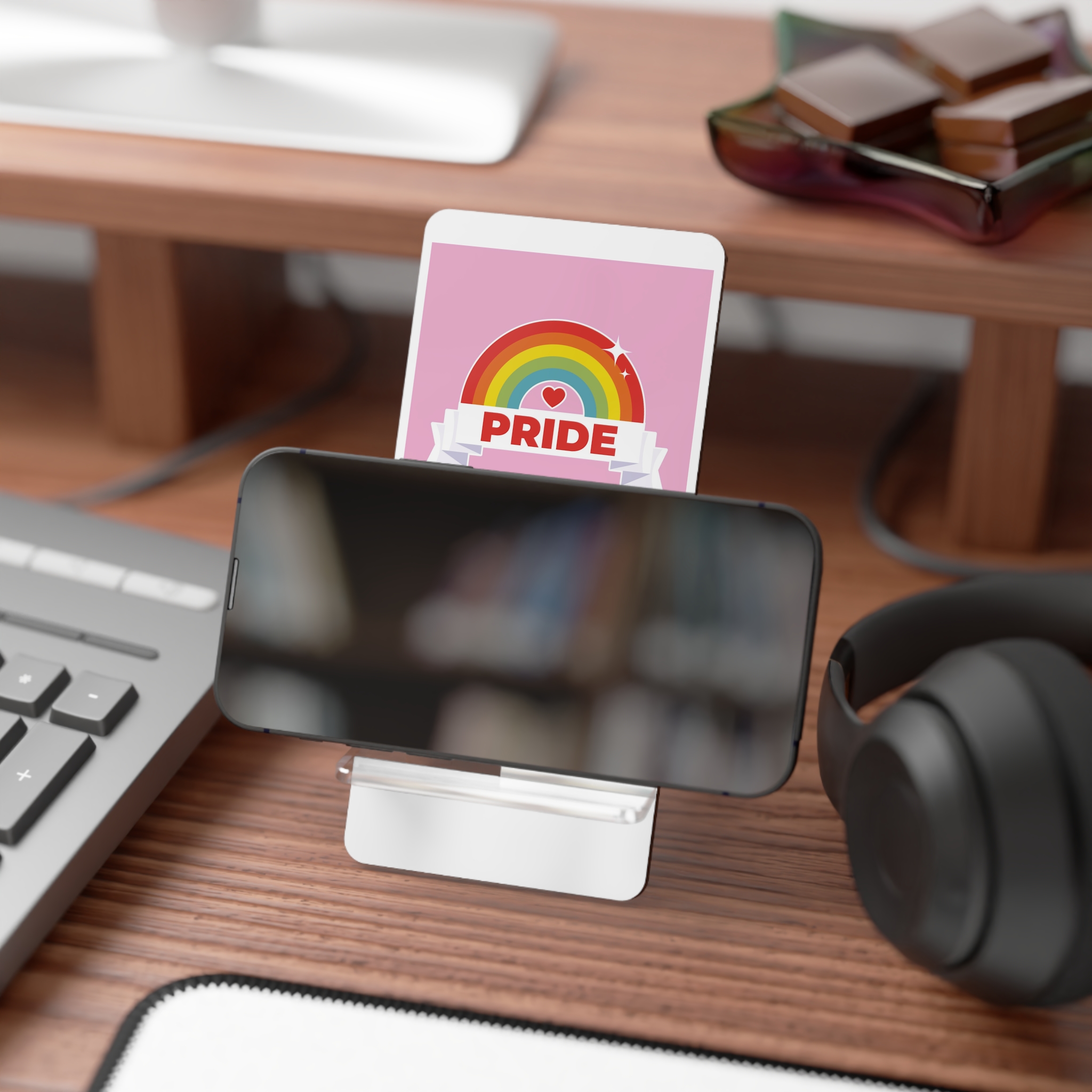 Flat Lgbt Pride Month Logo Template Mobile Display Stand For Smartphones - Image 4