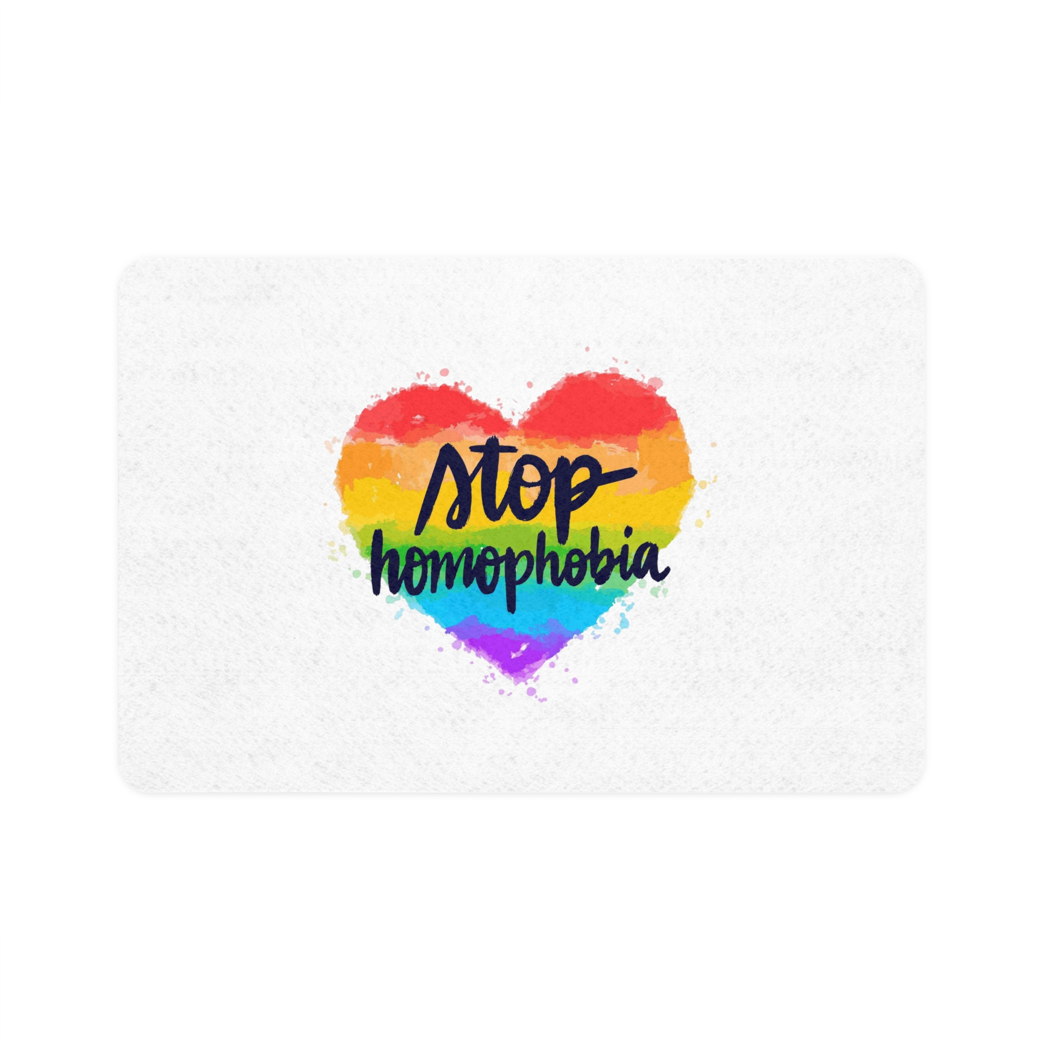 Watercolor Stop Homophobia Pet Food Mat 12x18