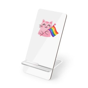 Cute Pink Cat With Rainbow Pride Flag1 Mobile Display Stand For Smartphones