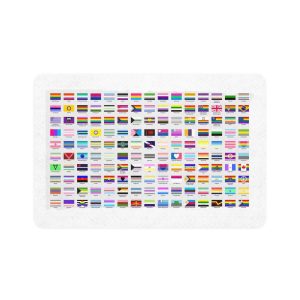 Colorful Lgbtq Pride Flags Collection Chart Representing Diverse Gender Sexual Identities Pet Food Mat 12x18