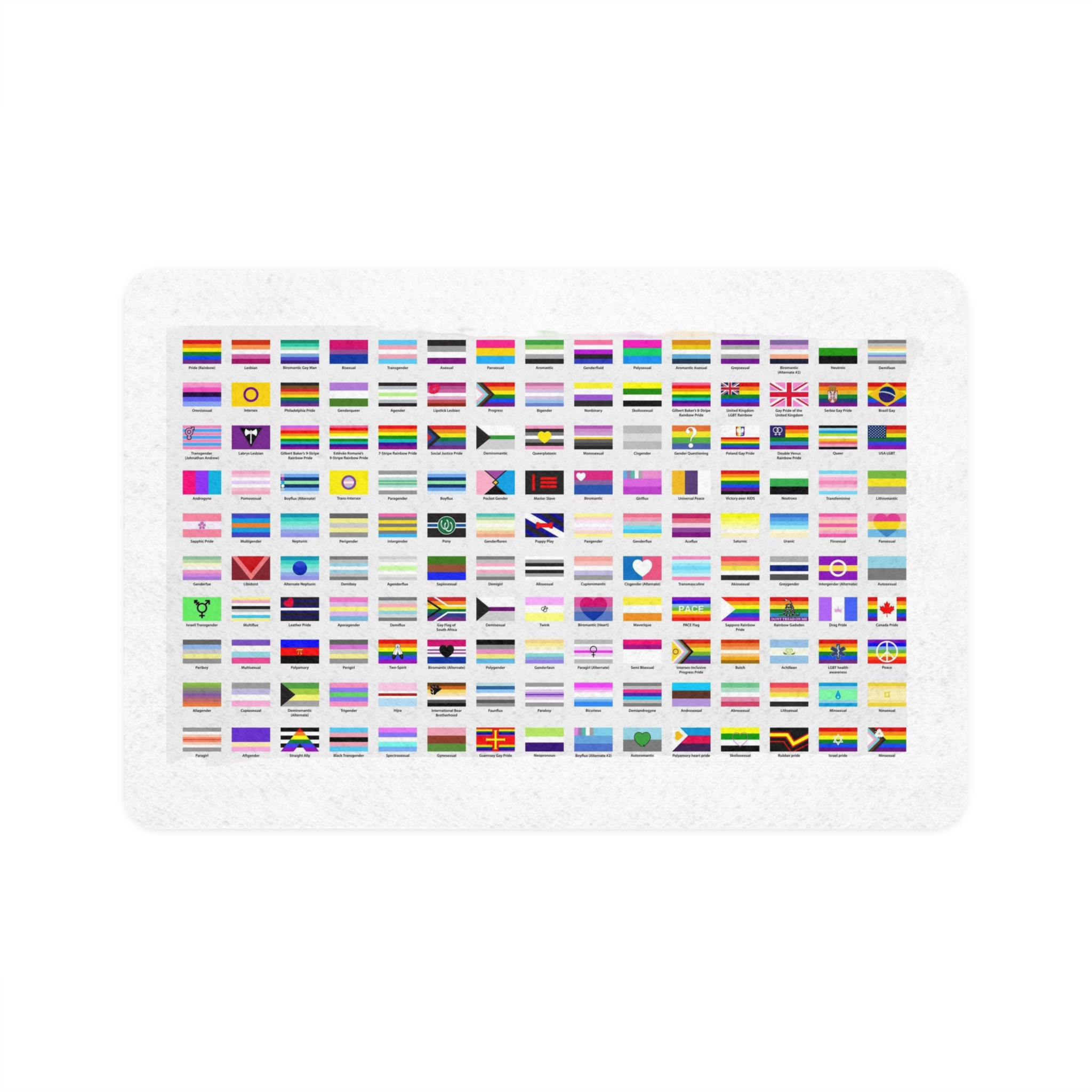 Colorful Lgbtq Pride Flags Collection Chart Representing Diverse Gender Sexual Identities Pet Food Mat 12x18
