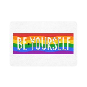 Be Yourself Phrase With Lgbtqia Flag Background Pet Food Mat 12x18