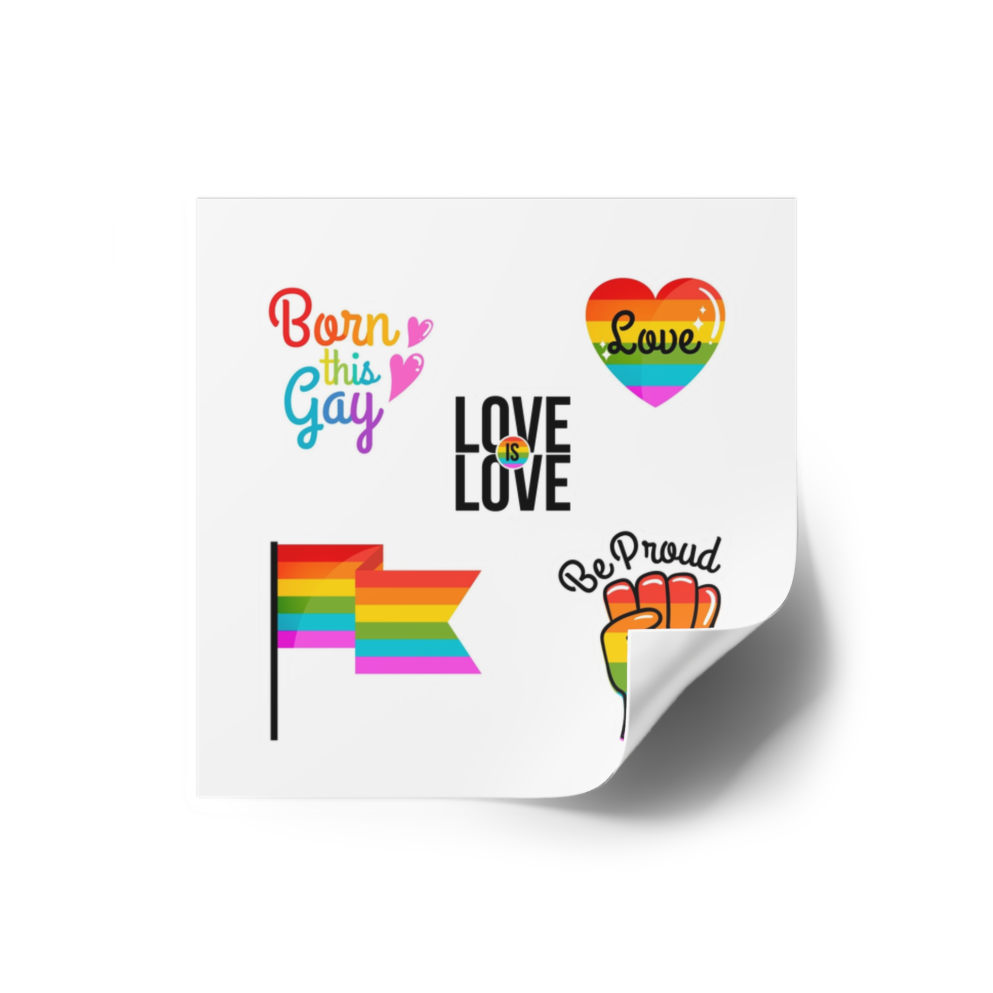 Pride Day Badges With Flag Collection Laminate Stickers Square - Image 66