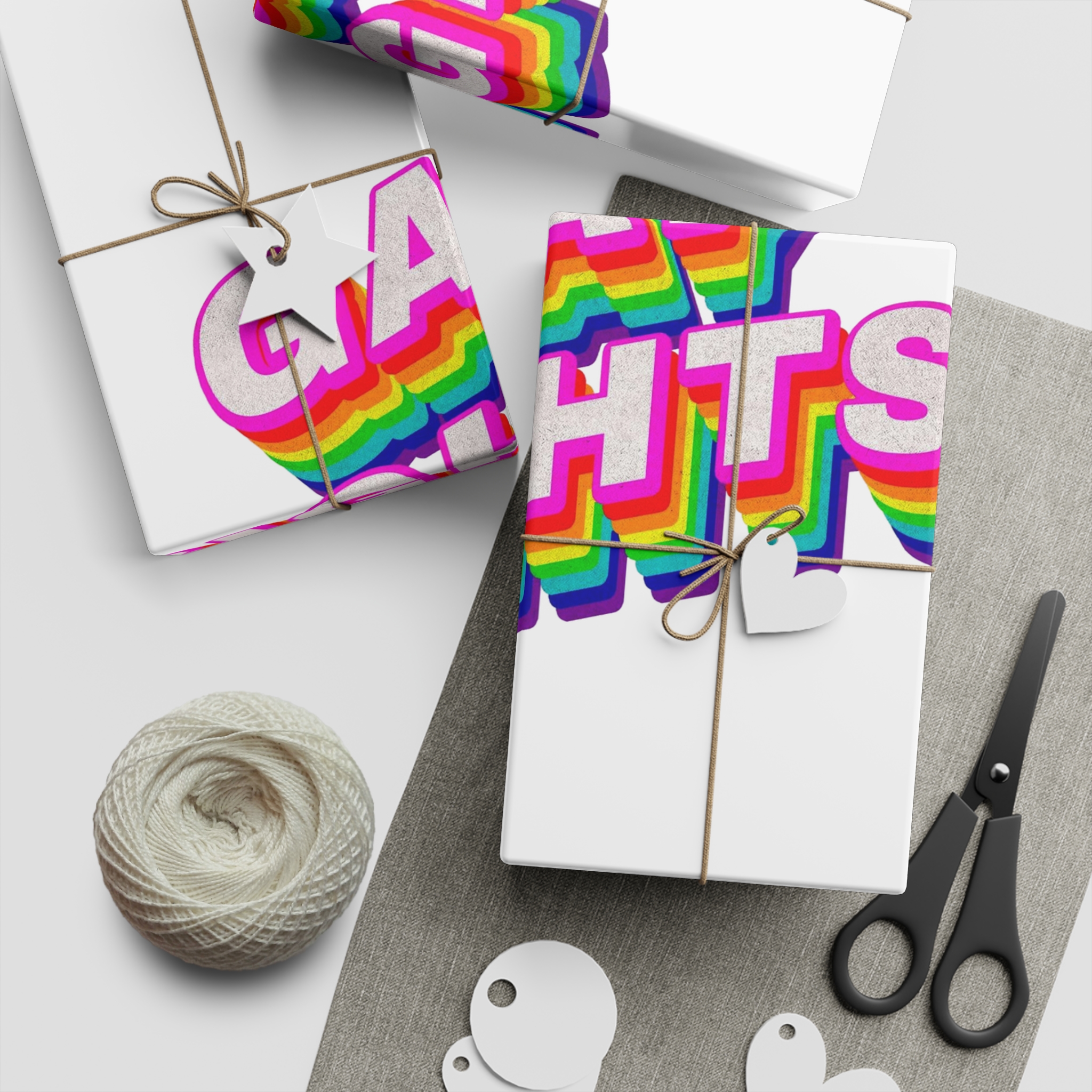 Rainbow Word Gay Rights Typography Design Element Gift Wrapping Paper Sheets 1pc - Image 2