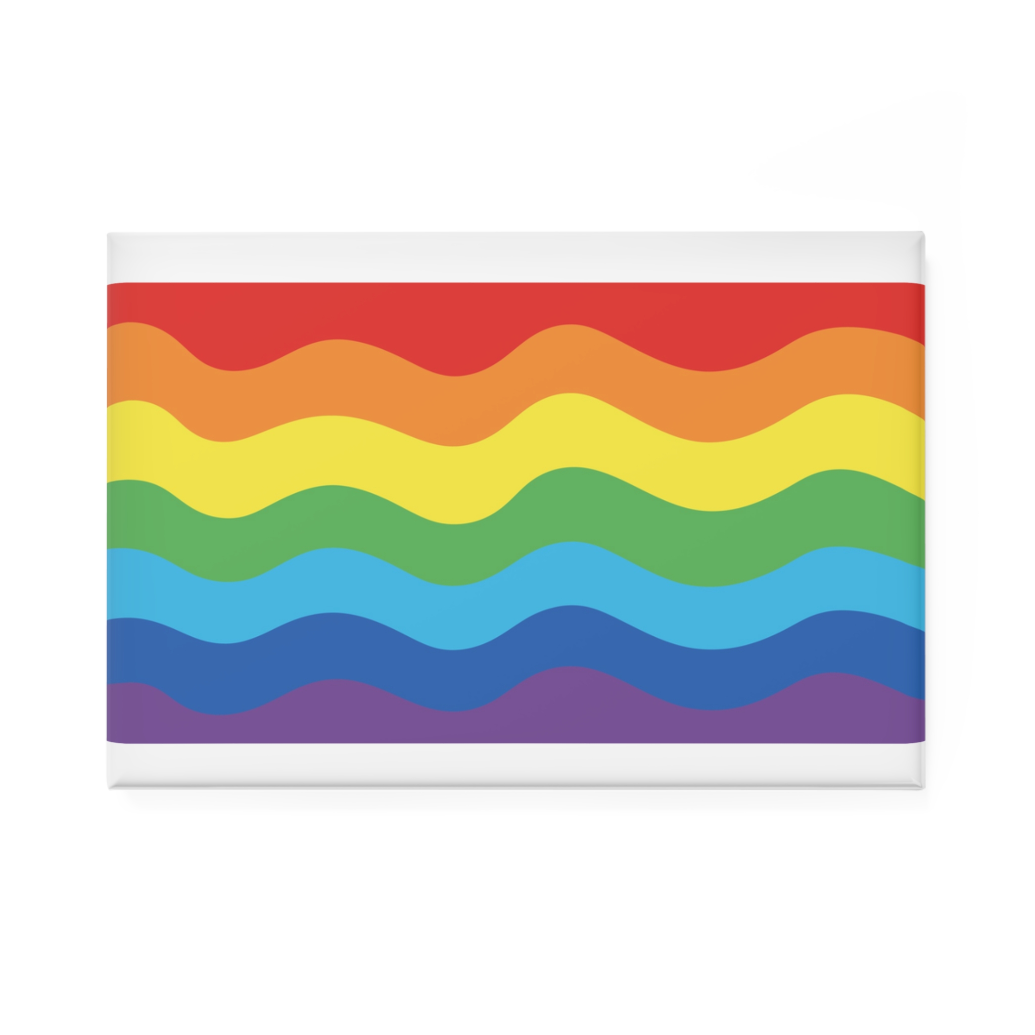 Bright Rainbow Color Waves Creating Cheerful Design Background Button Magnet Rectangle 1 And 10 Pcs - Image 5