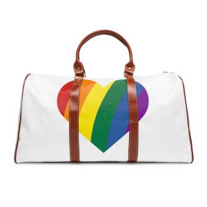 Minimalist Pride Heart Filled With Rainbow Colors Waterproof Travel Bag