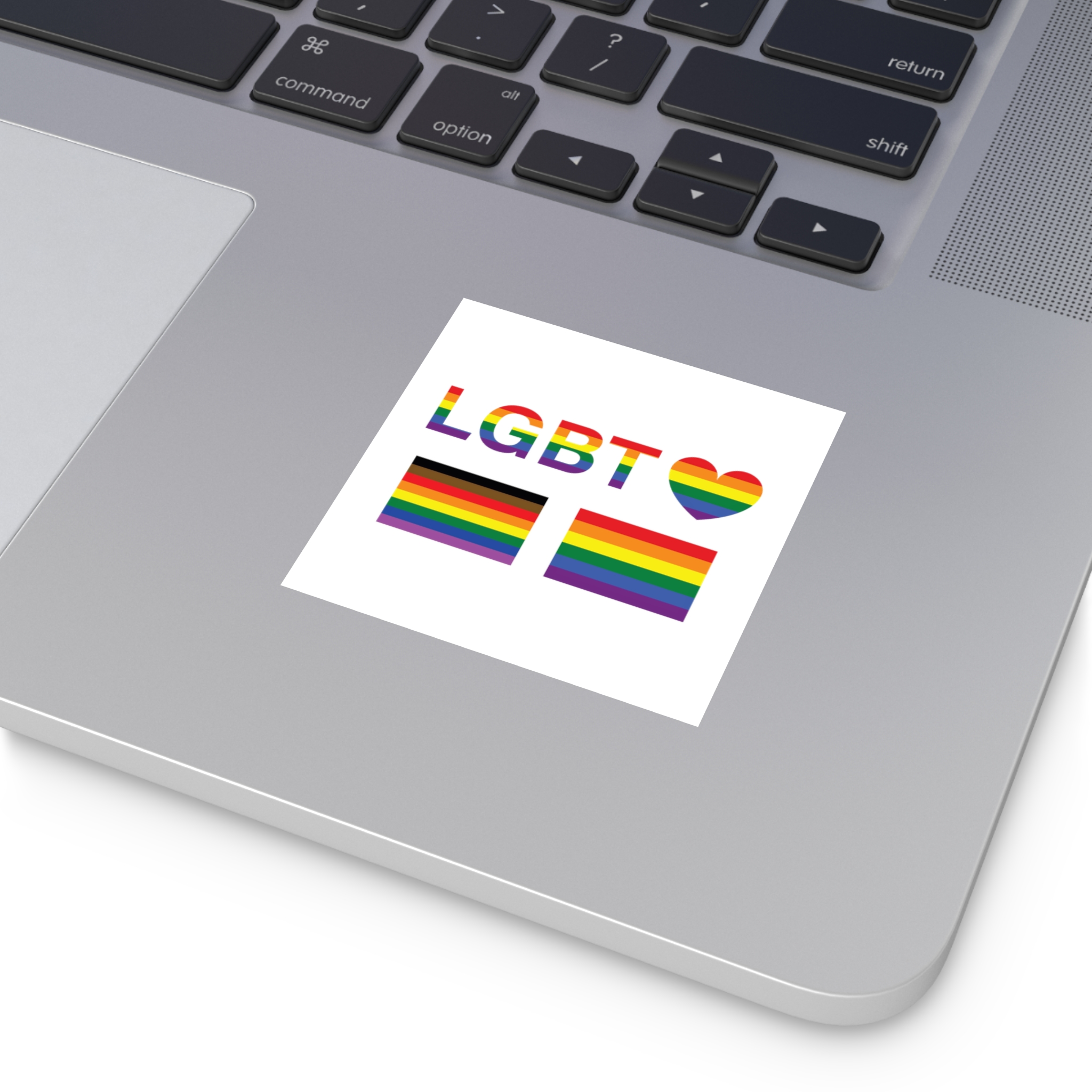 Lgbt Word Text Letter With Heart Rainbow Color Flag Isolated White Background Vector Illustrati Laminate Stickers Square - Image 3