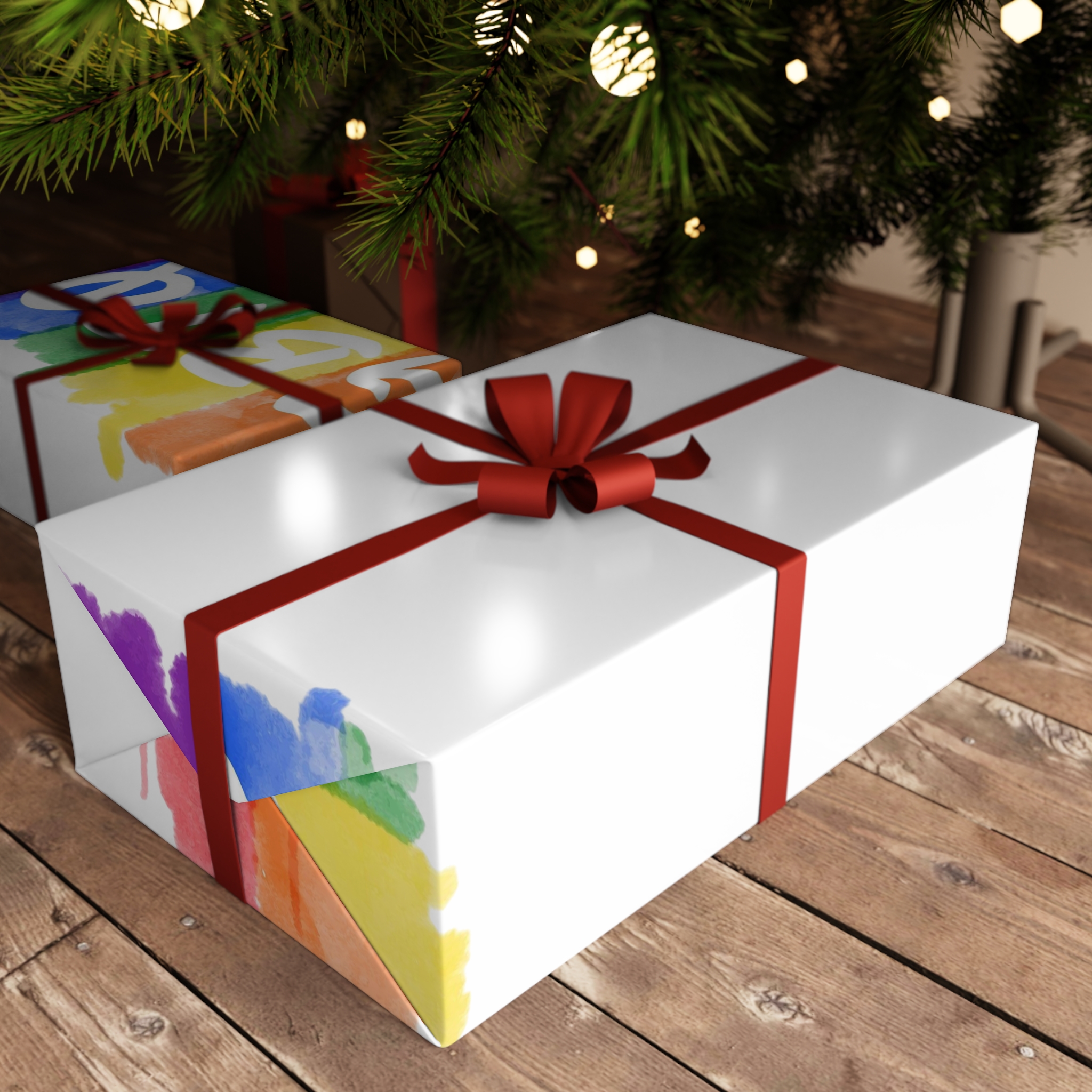 Lgbtq Logo Lettering Text Vector Rainbow Watercolor Paint Textured Colorful Stripes Gift Wrapping Paper Sheets 1pc - Image 3