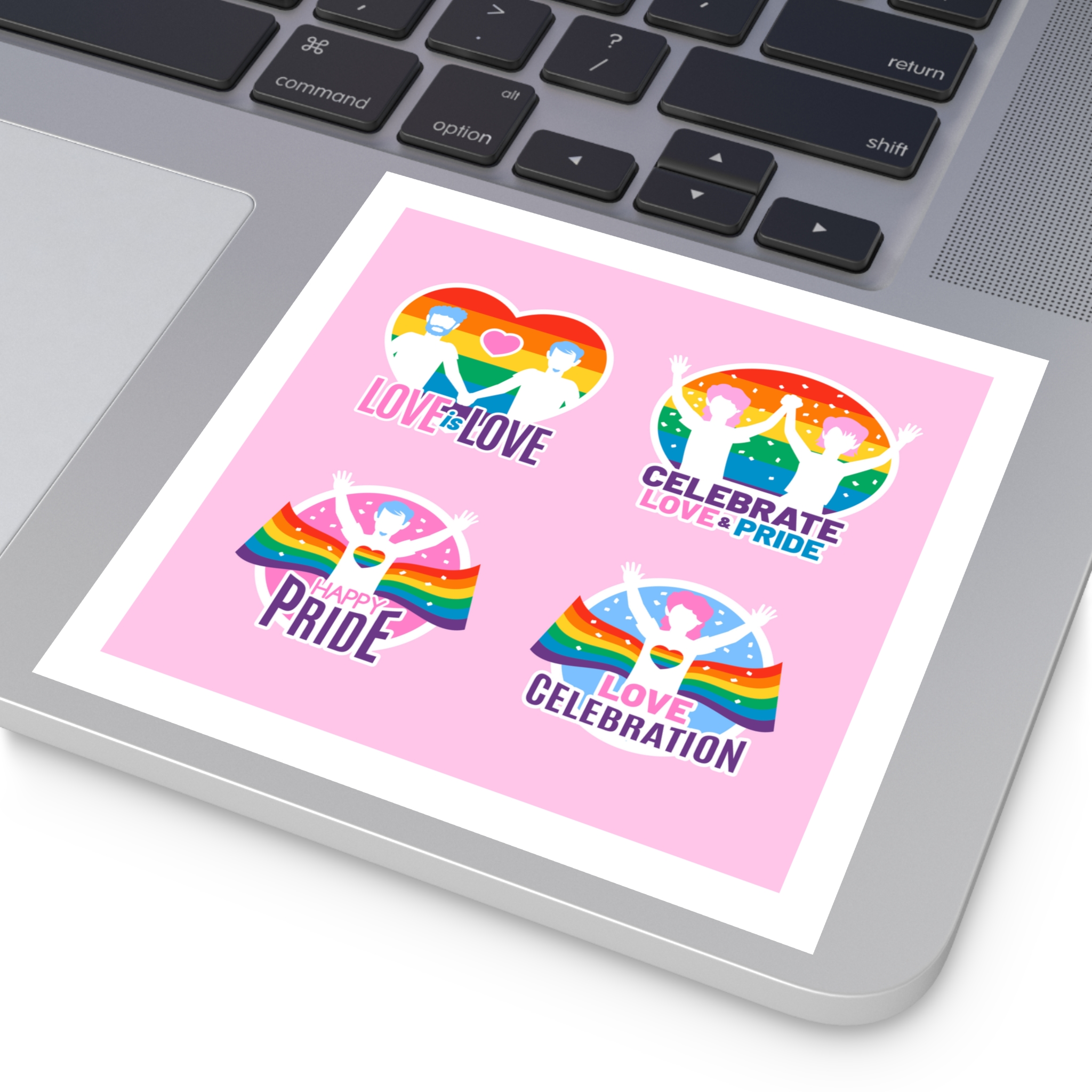 Pride Day Neon Badges Laminate Stickers Square - Image 35