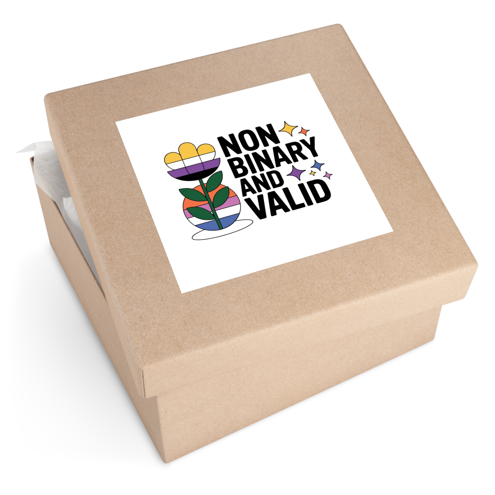 Non Binary Valid T Shirt Design Isolated White Background Laminate Stickers Square - Image 51